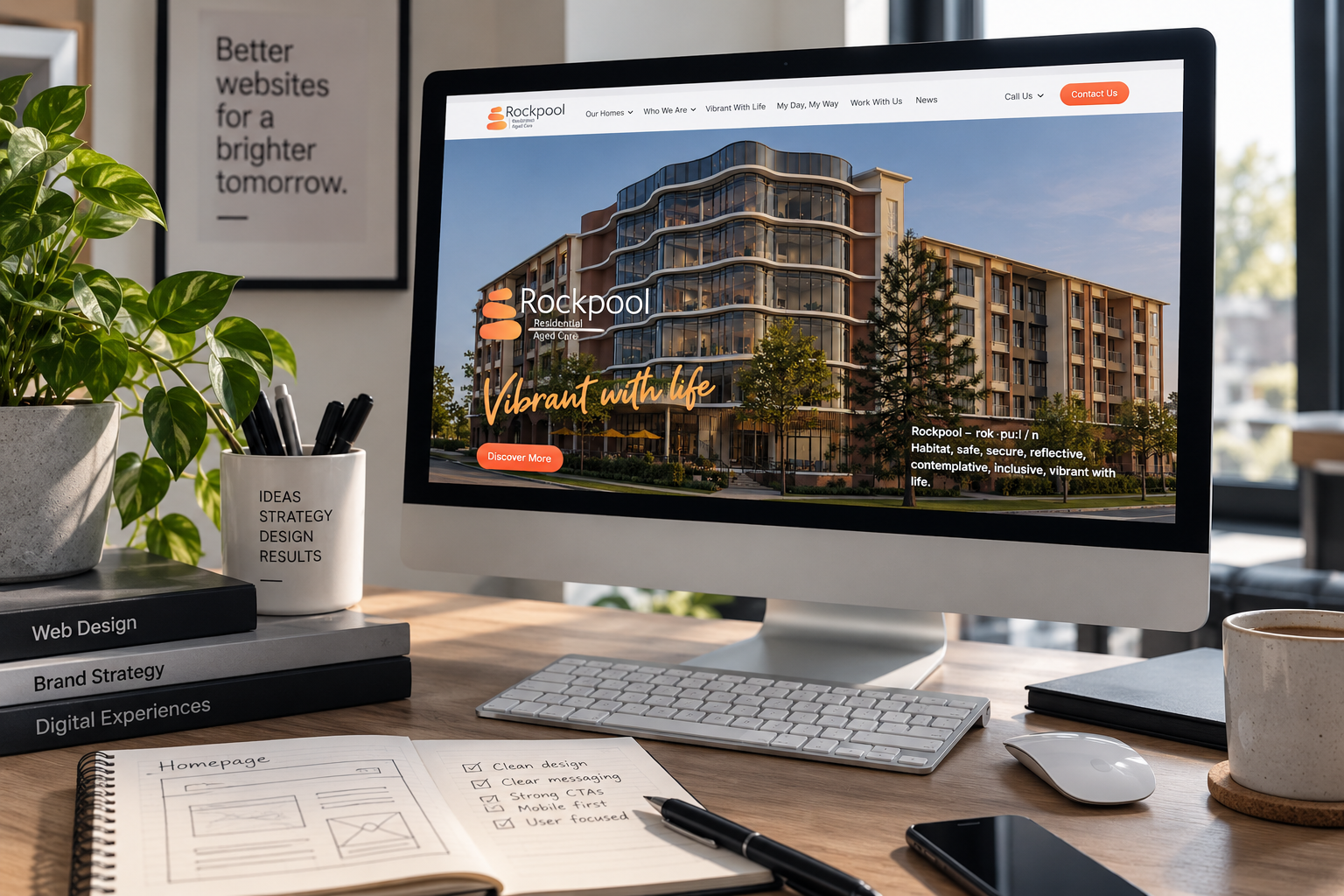 Website design and management on a computer screen