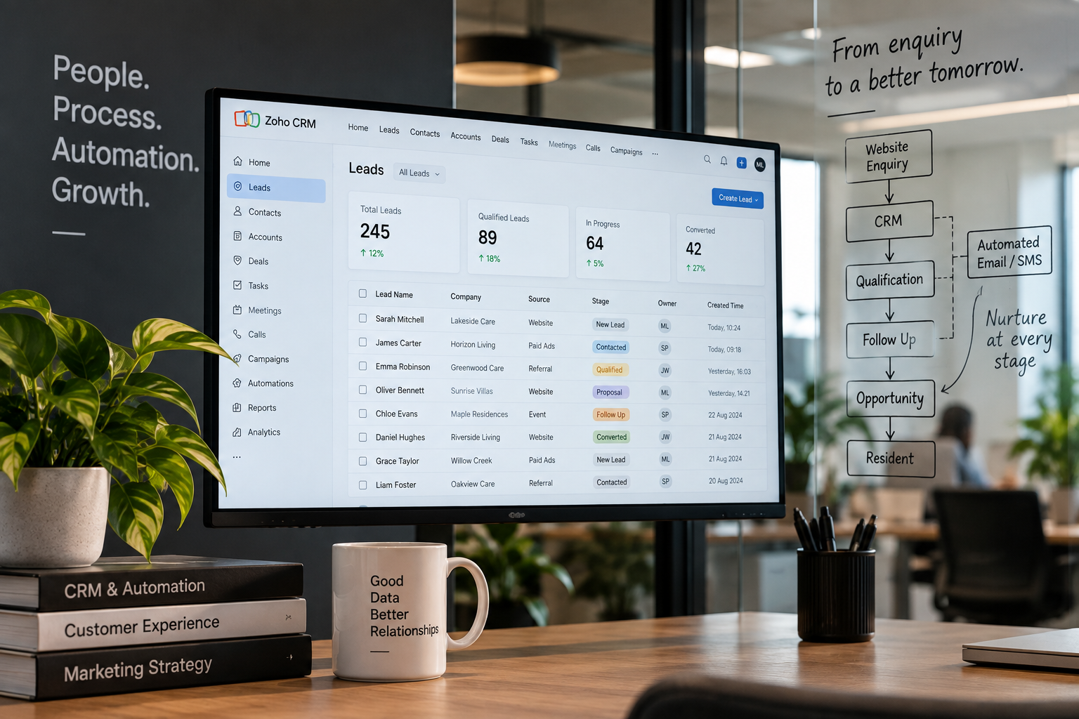 Zoho CRM on a computer screen