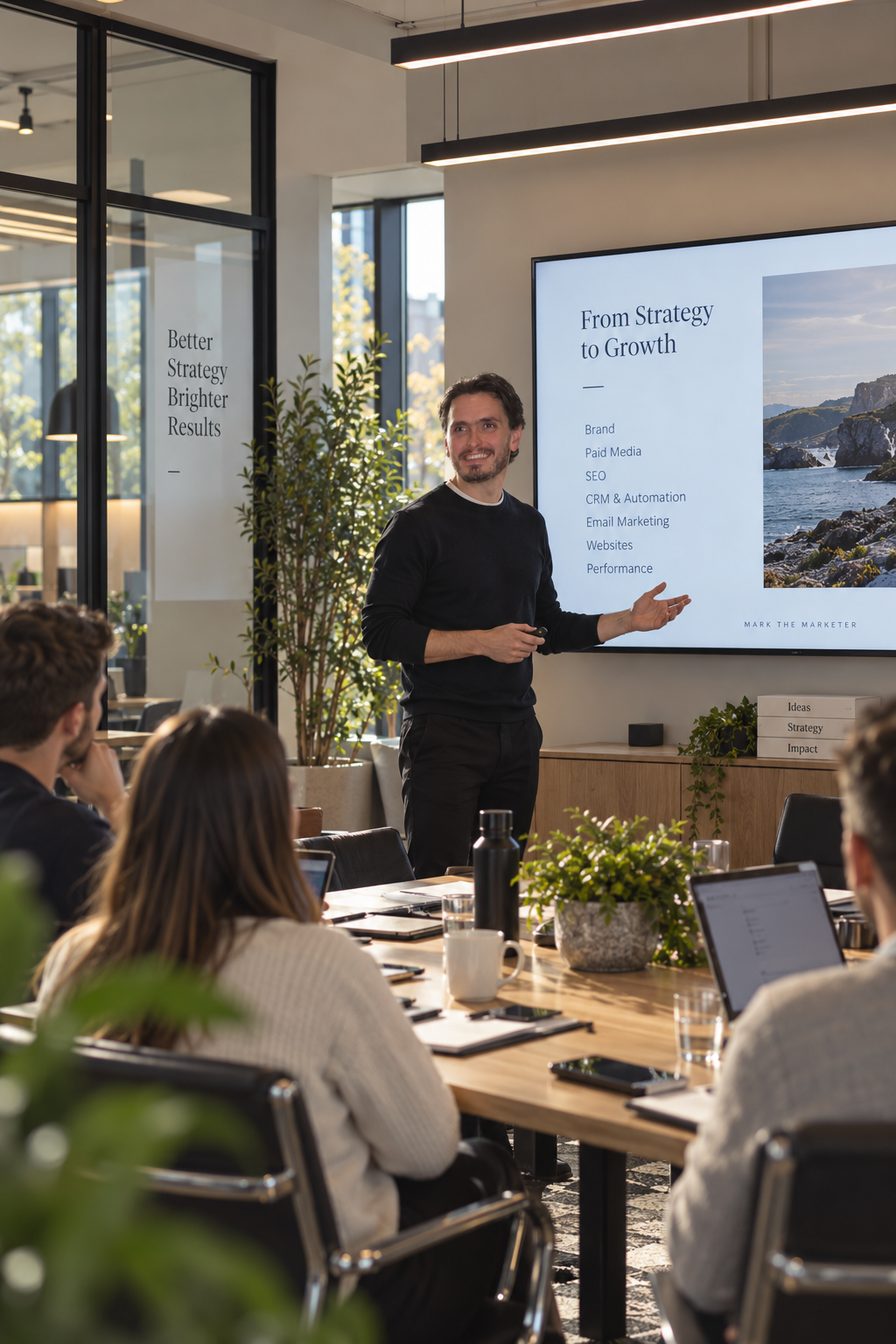 Mark The Marketer teaching a class for marketing