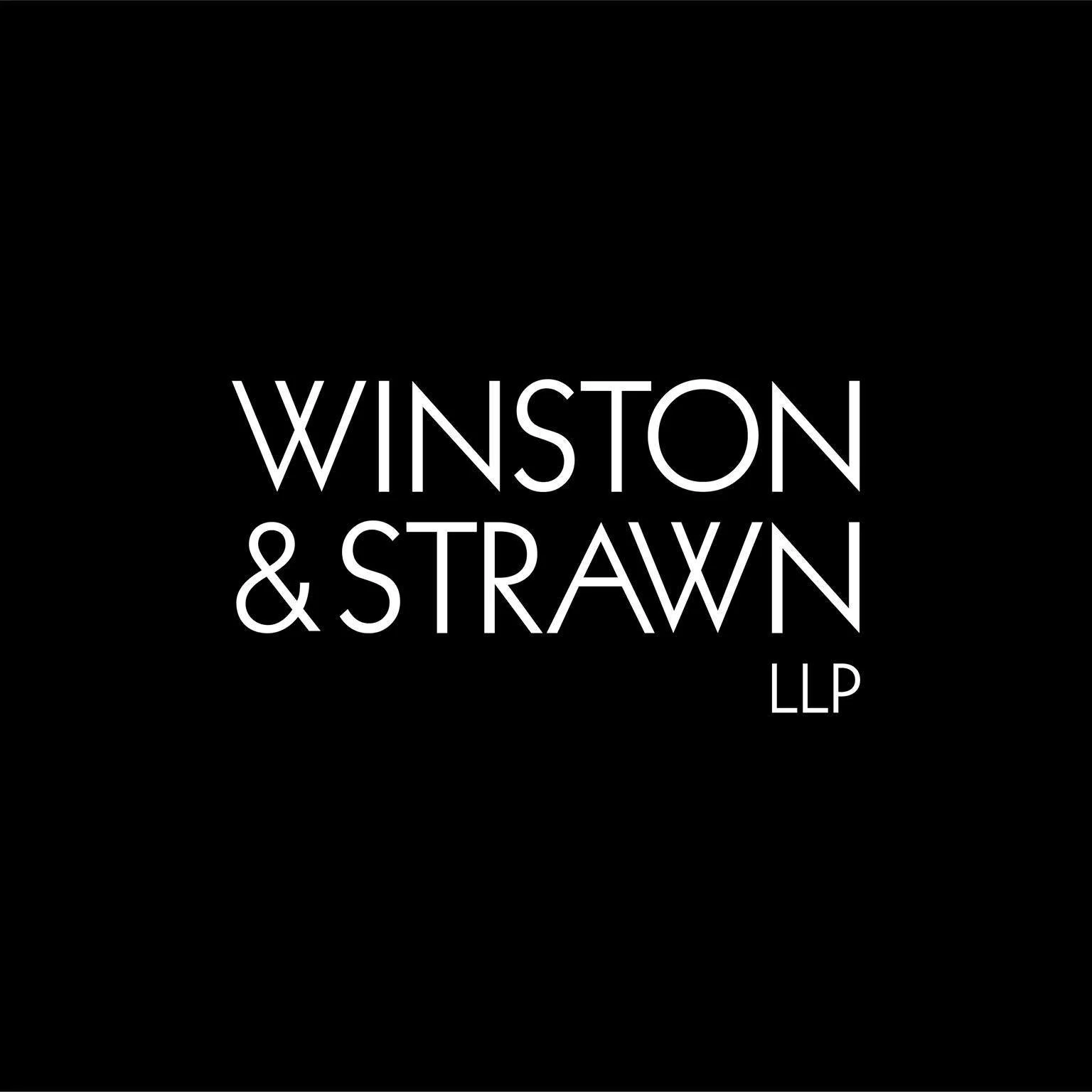 Logo of Winston & Strawn LLP in white text on a black background.