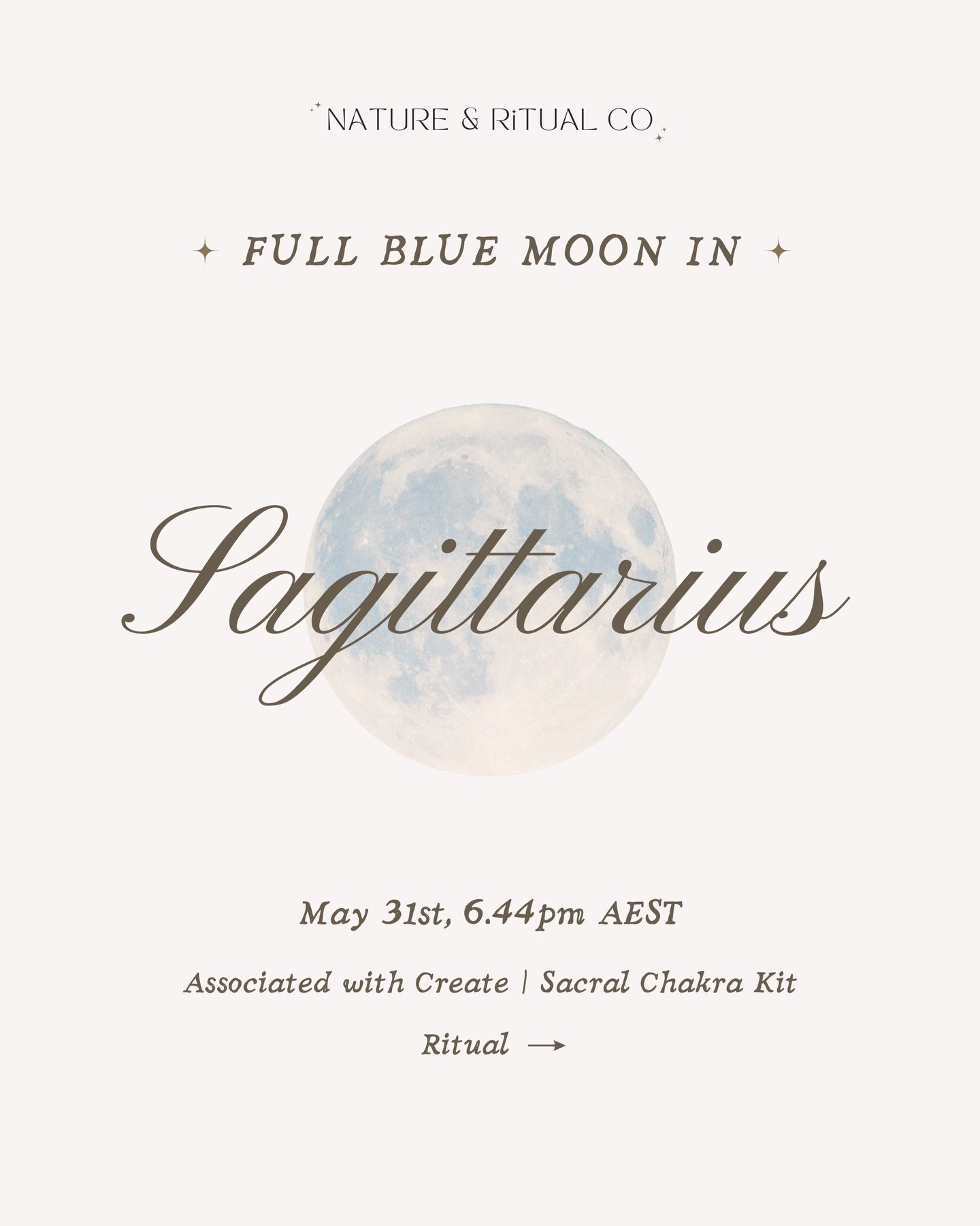 As the 2nd Full Moon in May, this Sunday the Blue Moon in Sagittarius will rise, and its energy will be amplified by its rarity&hellip; 🌝♐️

Swipe through for an idea of something you can do to make the most of this energy, with or without a Ritual 