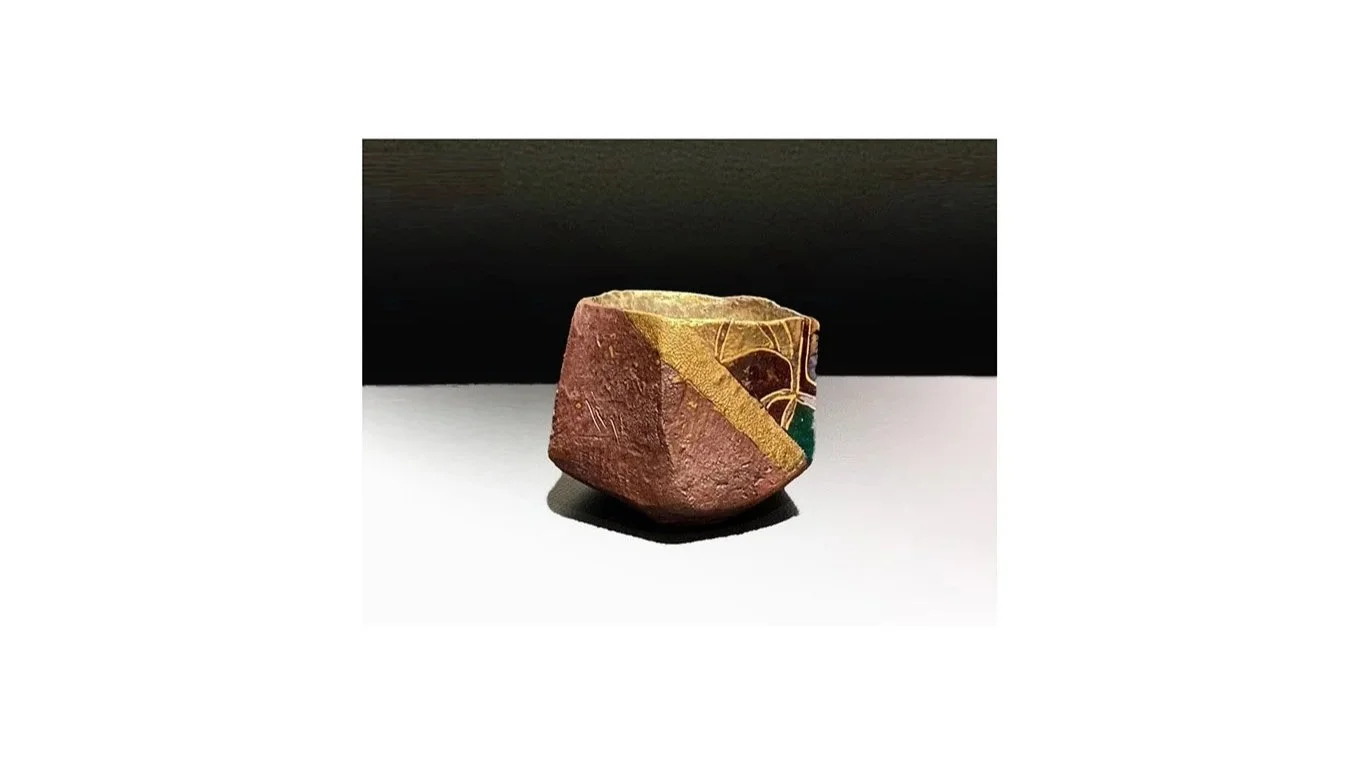 Nakamura Takuo (b. 1945). Rimpa-inspired tea bowl, stoneware with polychrome under and overglazes, H 7.7 cm x W 9 cm.