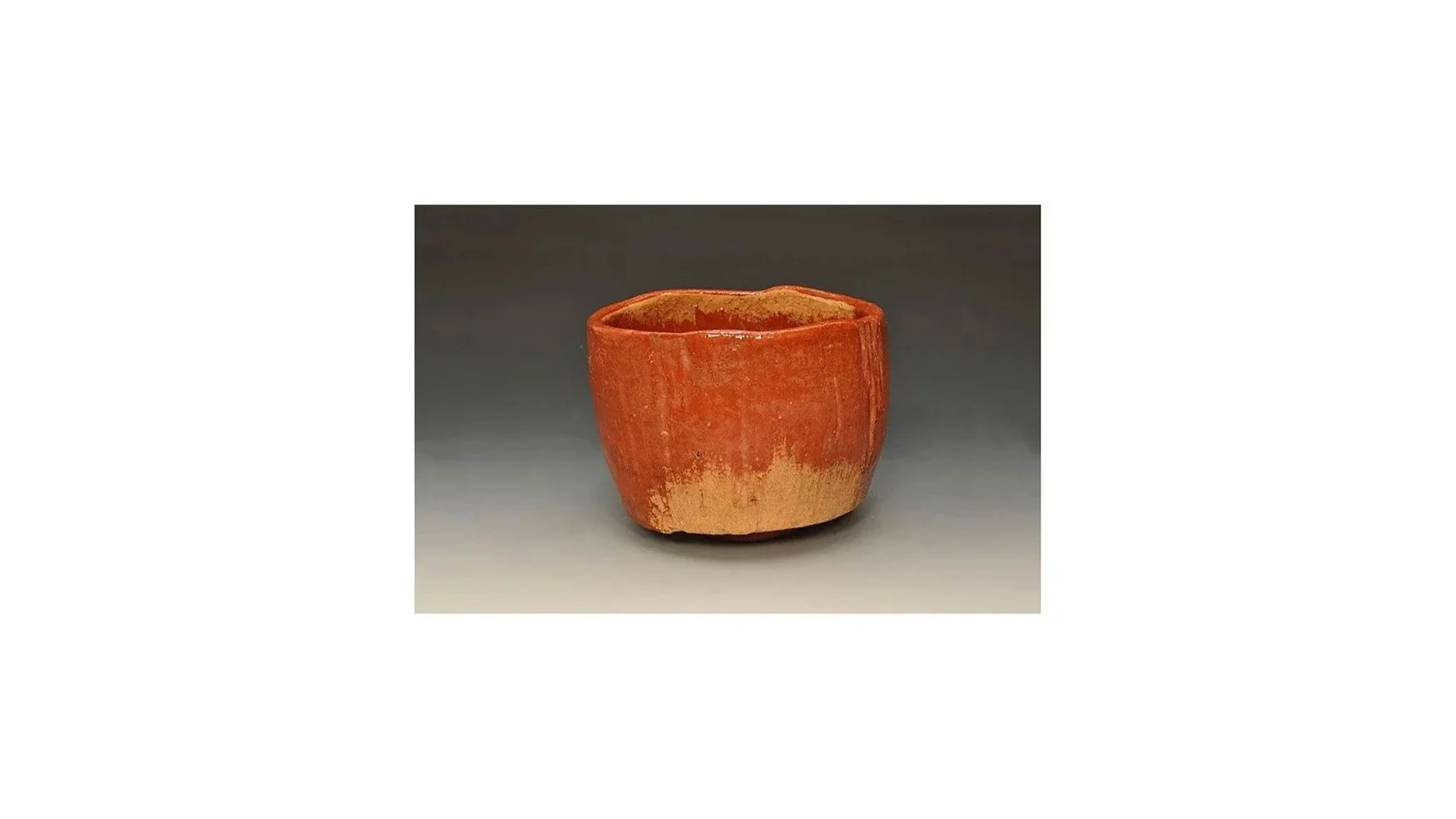 Red tea bowl by Ho'nami Koetsu (1558-1637), Raku ware, H 9 cm x W 11.3 cm. Copy of the original by a master Kyoto potter. 