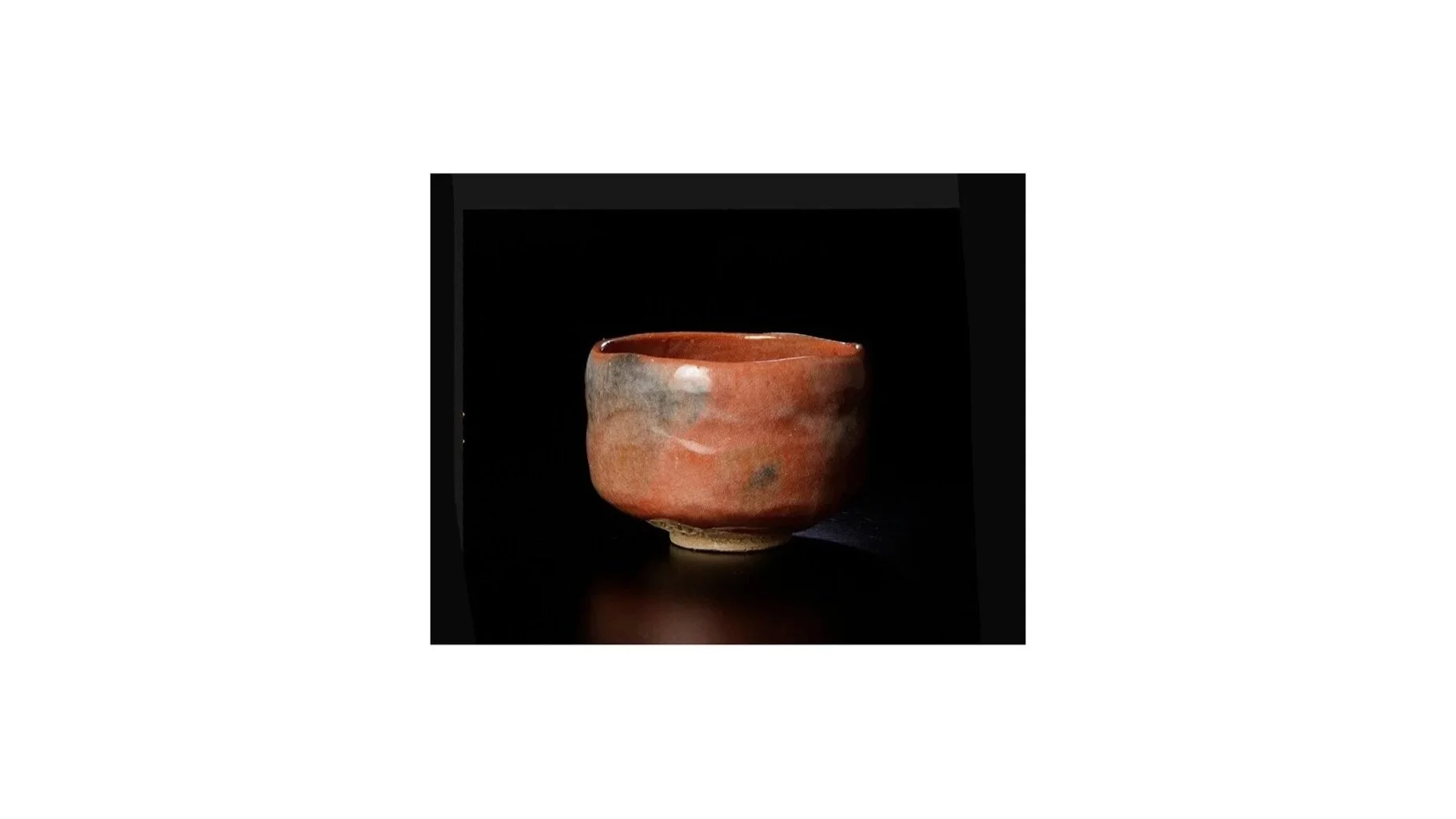 Raku Kichizaemon XIV aka Raku Kakunyu (1918-1980), Aka (red) tea bowl named ‘Traveling Companion’, Raku ware, H 6.6 cm x W 9.5 cm. Signed on the box by Raku Kakunyu with inscription by Jimoysai, 14th head of the Omotesenke School, naming this tea bow