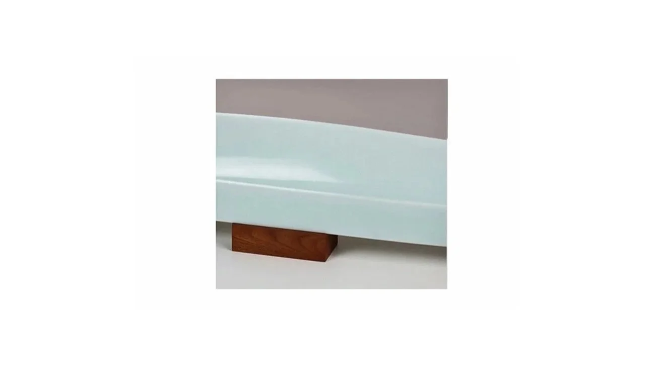 Fukami Sueharu (b. 1947), Seihakuji (bluish-white) glazed porcelain sculpture, mold-cast technique, L 50 cm.  