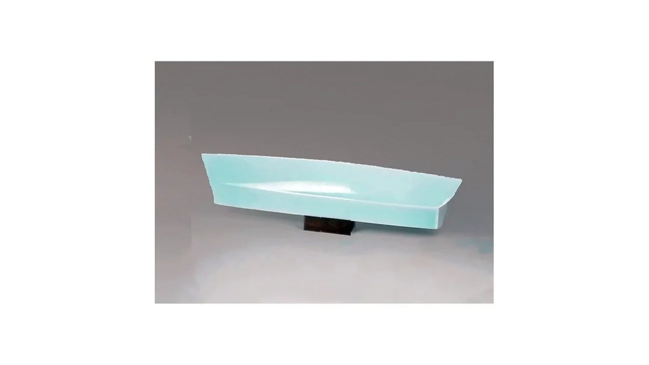 Fukami Sueharu (b. 1947), Seihakuji (bluish-white) glazed porcelain sculpture, mold-cast technique, L 50 cm.  