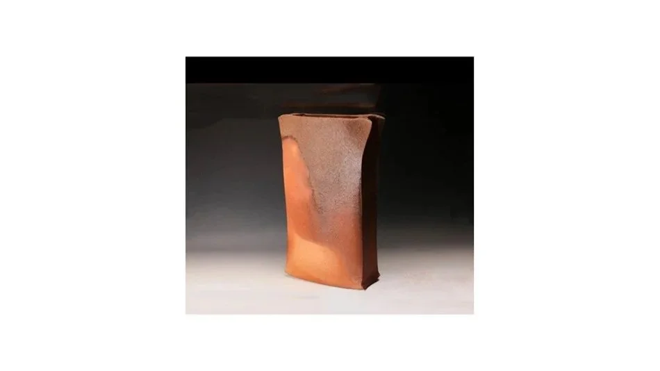Isezaki Jun (b. 1936), Rectangular vase with natural ash glaze, H 42 cm.  