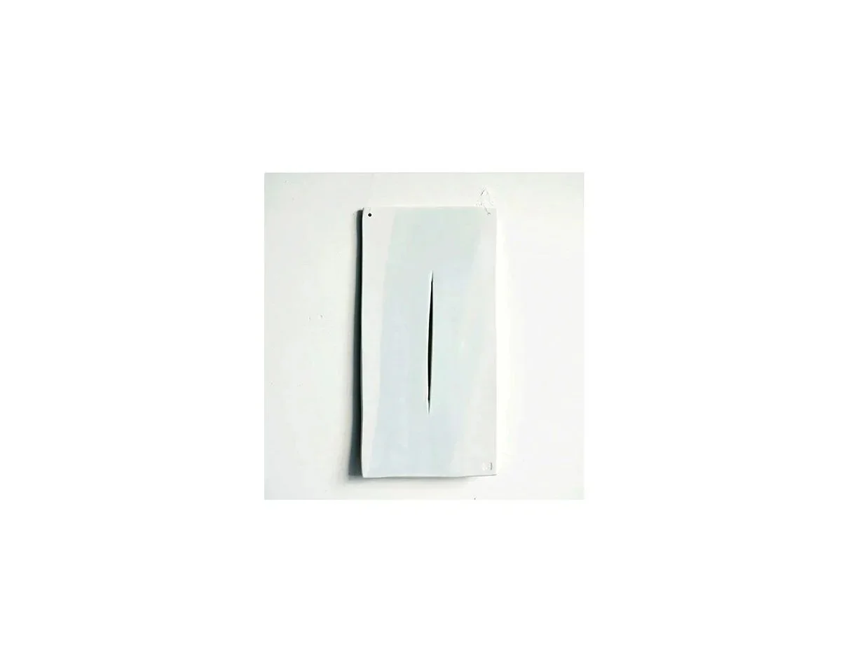 TARUTA Hiroshi (b. 1987), Wall hanging piece titled 'A Line of Light', Hotarude technique, bluish-white porcelain, W 27cm x L 27 cm. 