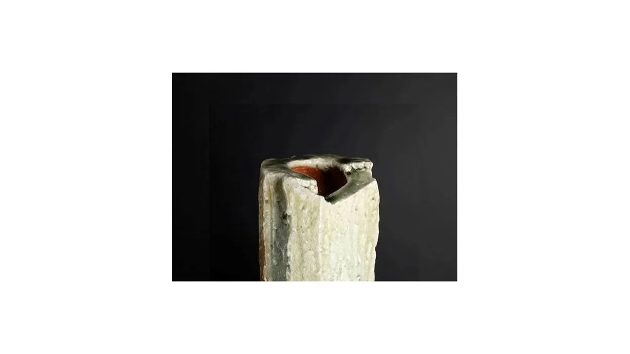 FUJIOKA Shuhei (b. 1947), Irregular form vase, wood-fired, natural ash glaze, H 25 cm x W 12.5 cm.