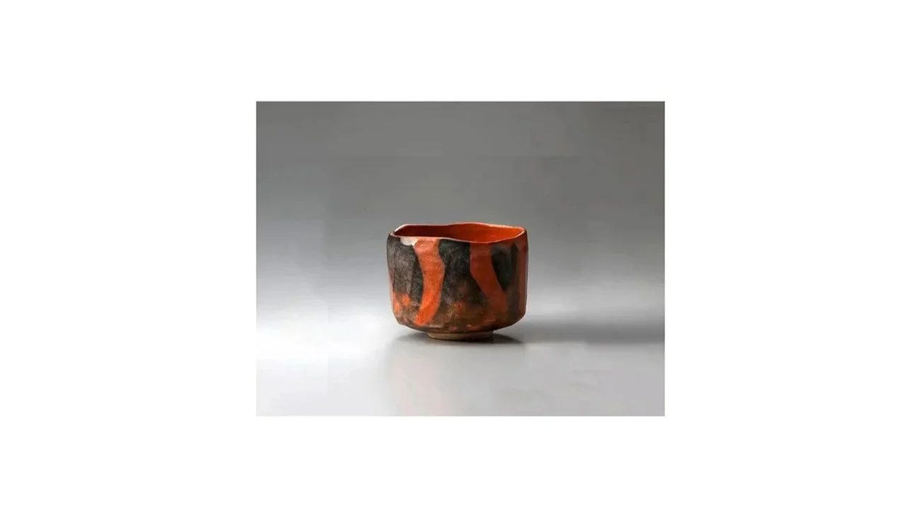 Tea bowl named 'Juei', Raku Kichizaemon XIV (Raku Kakunyu), 1975, Raku Museum, Kyoto.