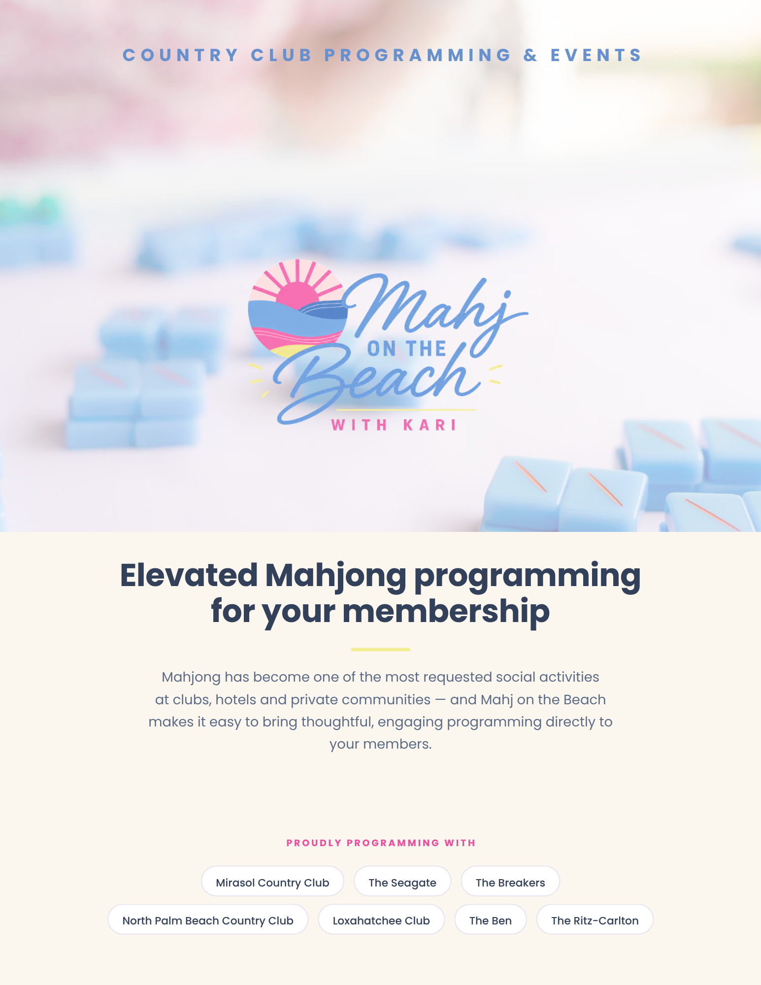 Country Club mahjong in Palm Beach, west palm beach, miami, boca raton, delray, south florida, fort lauderdale