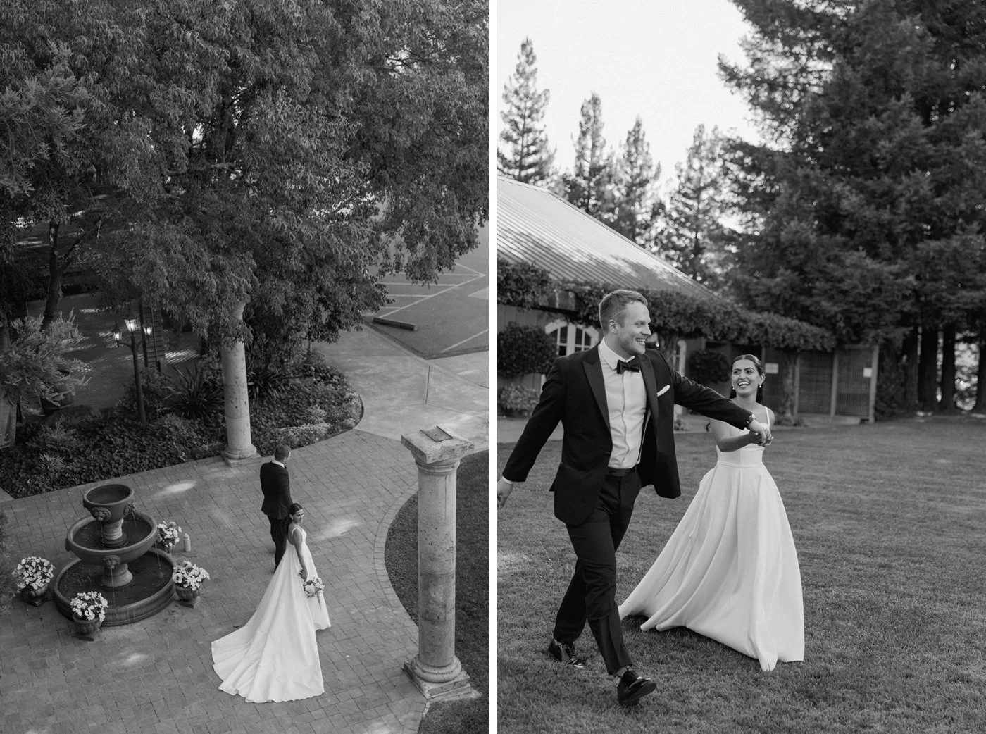 Black and white bridal portraits from a Sonoma wedding