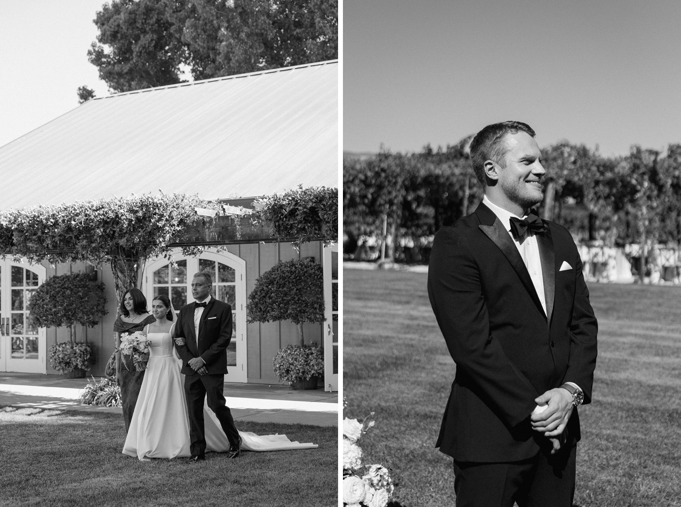 Bride processing into her wedding ceremony at Trentadue Winery