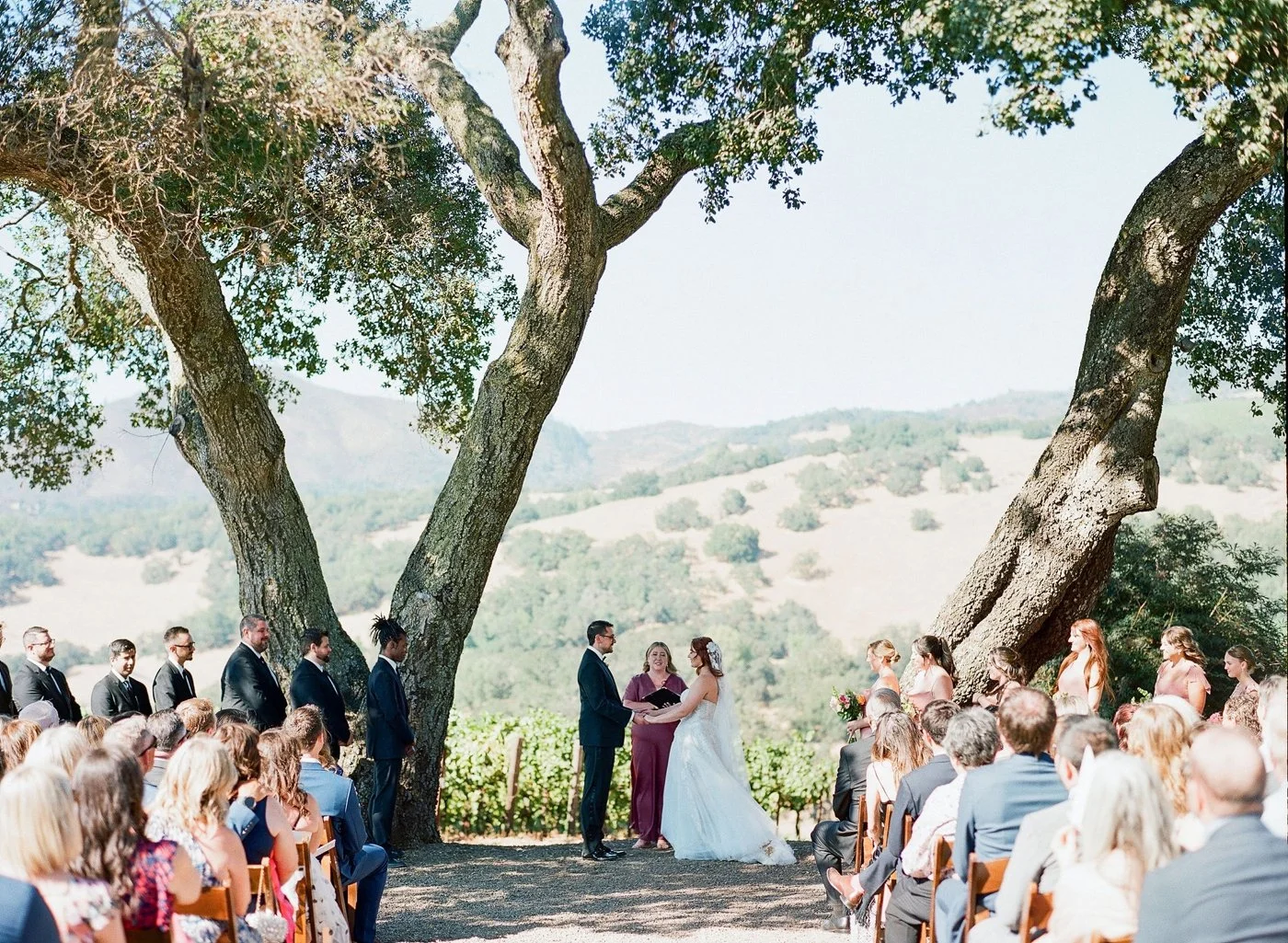 Outdoor wedding ceremony at Kunde Family Winery