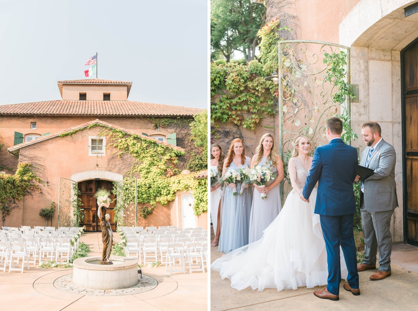 Setup for an outdoor wedding ceremony at Viansa Winery