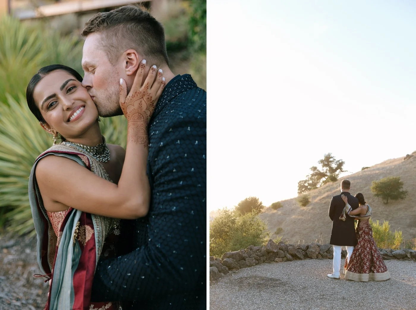 Bride and groom watching the sunset at Paradise Ridge Winery