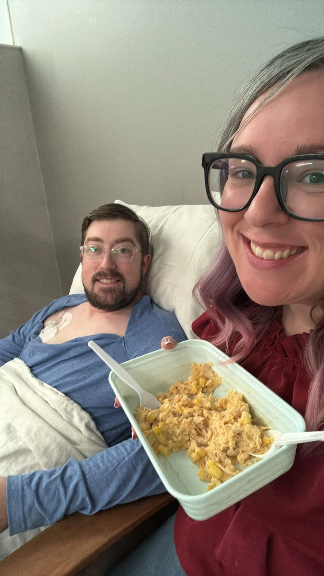 Leah meal prepped and brought lunch! She had chicken-bake, I had homemade mac & cheese with chicken.