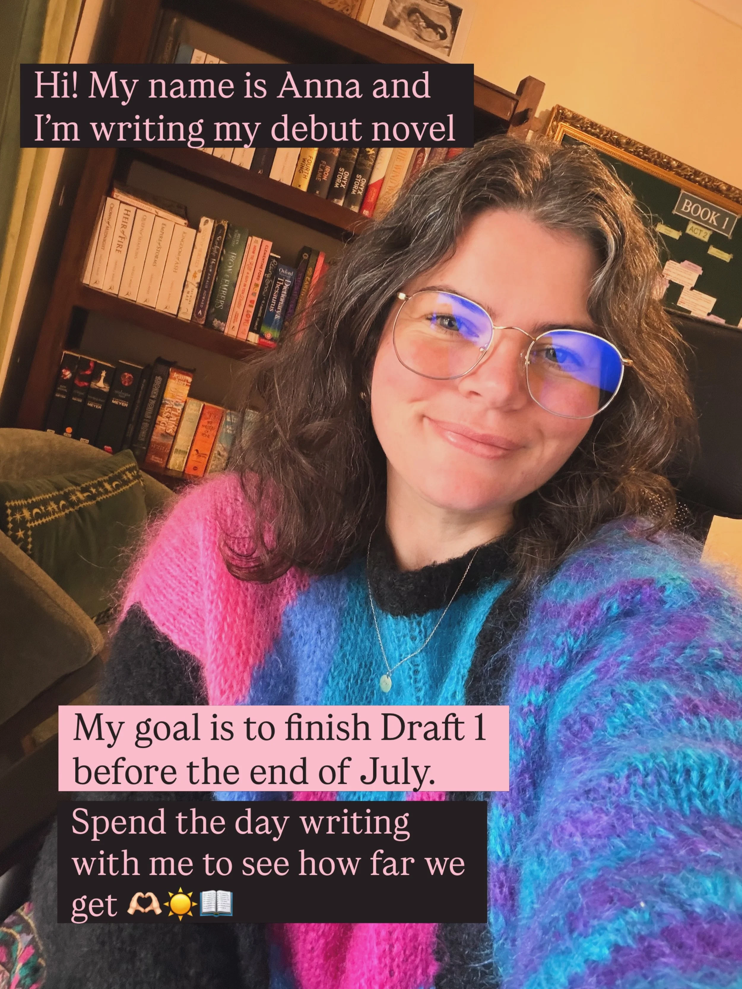 Hi, my name&rsquo;s Anna and I&rsquo;m writing my debut novel 😍 This is me posting to keep myself accountable for achieving my goal: Finish Draft 1 by the end of July. Let&rsquo;s do this 💪 ✍️ 

#writing #debutnovel #bookstagram #romantasyreads #de