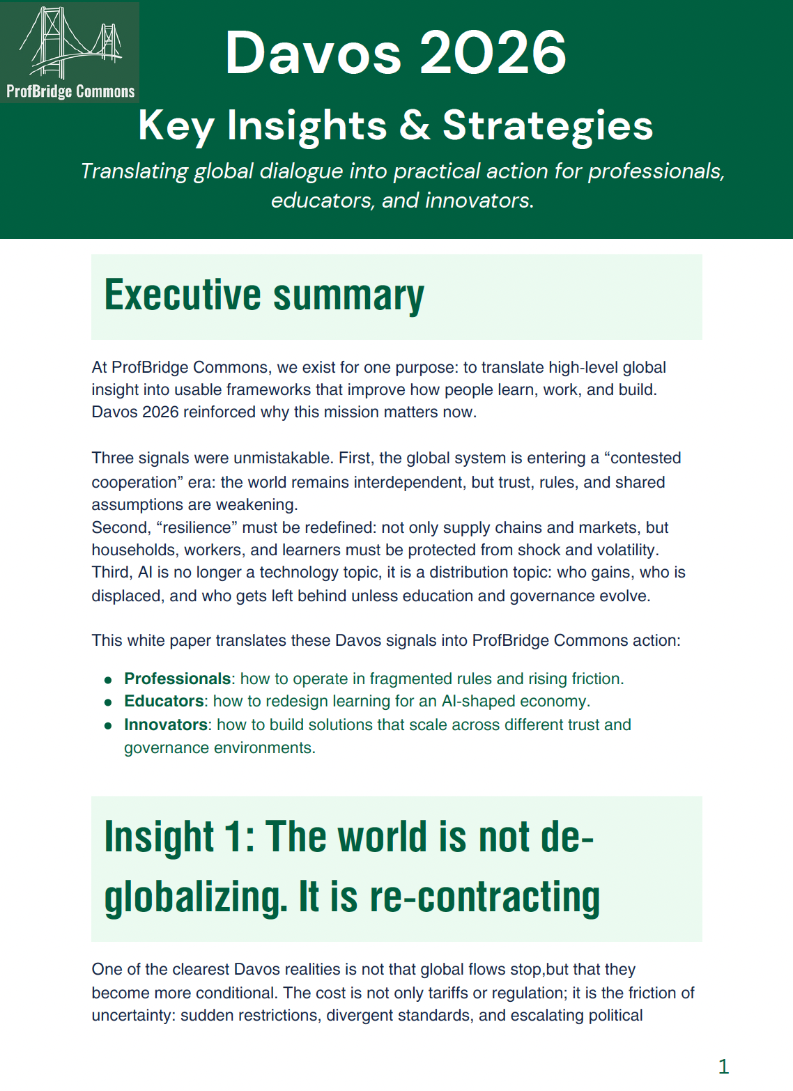 Davos 2026 - Key Insights & Strategies by ProfBridge Commons