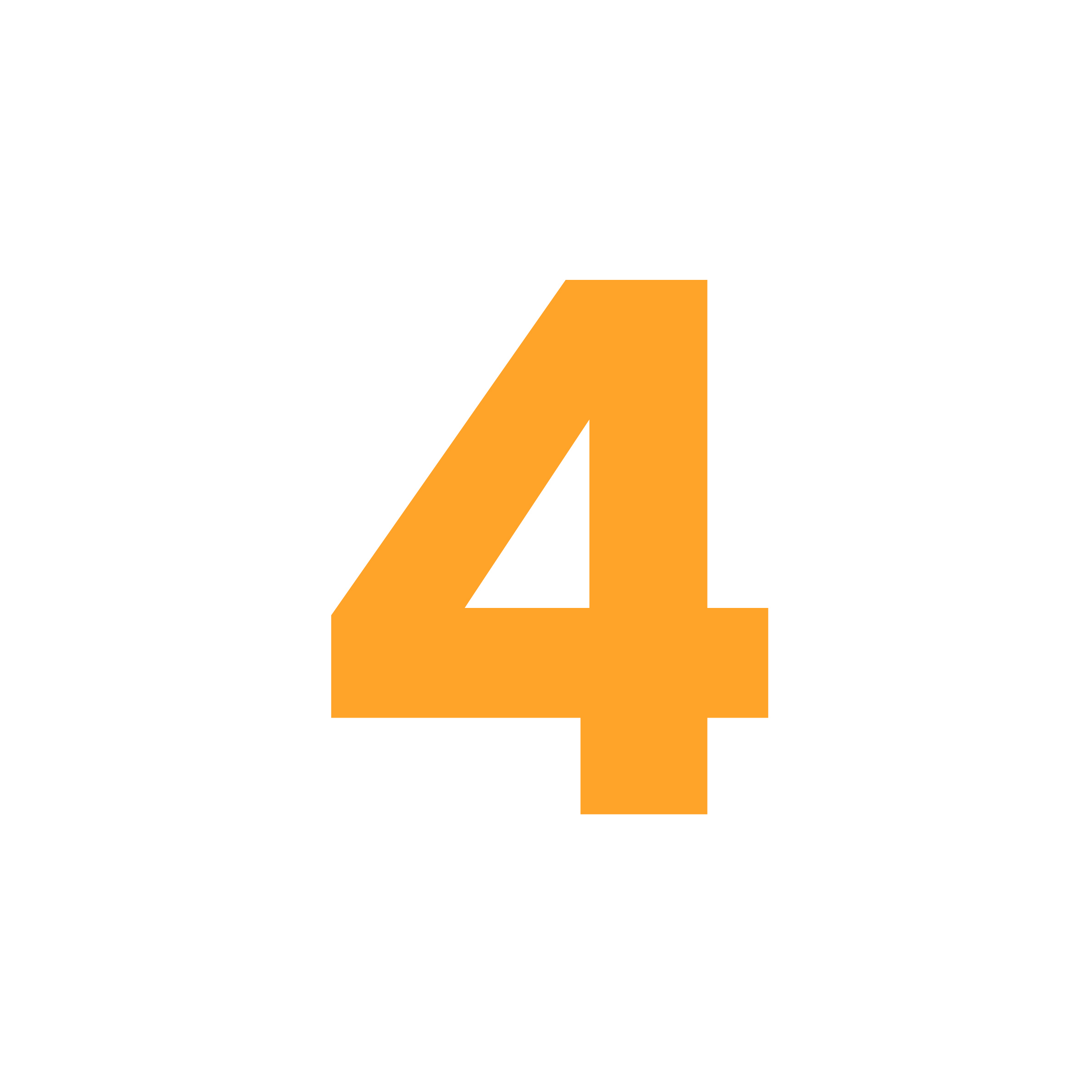 The image contains a black background with a white circular overlay. Inside the circle, there is an orange number four.