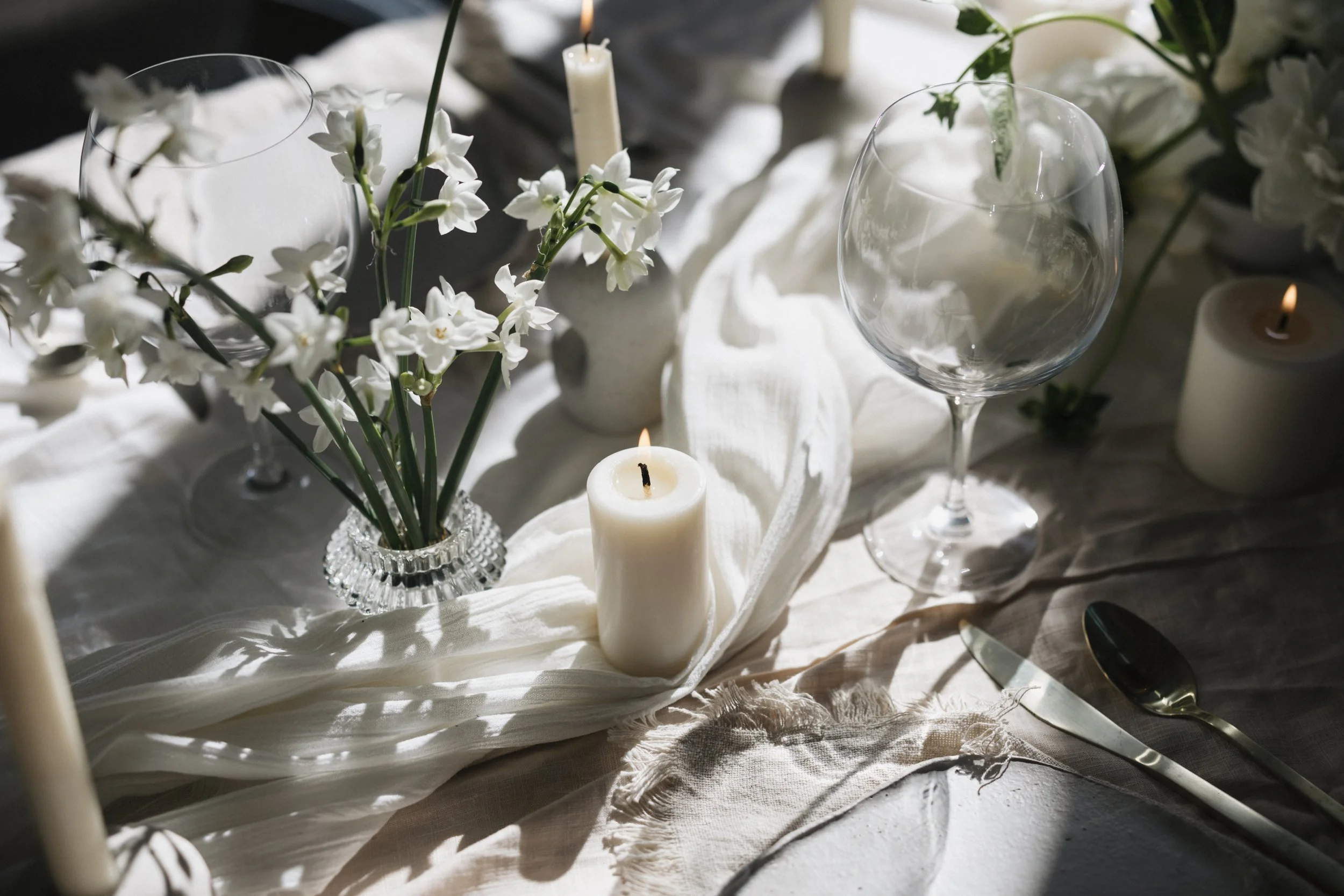 wedding candles on table