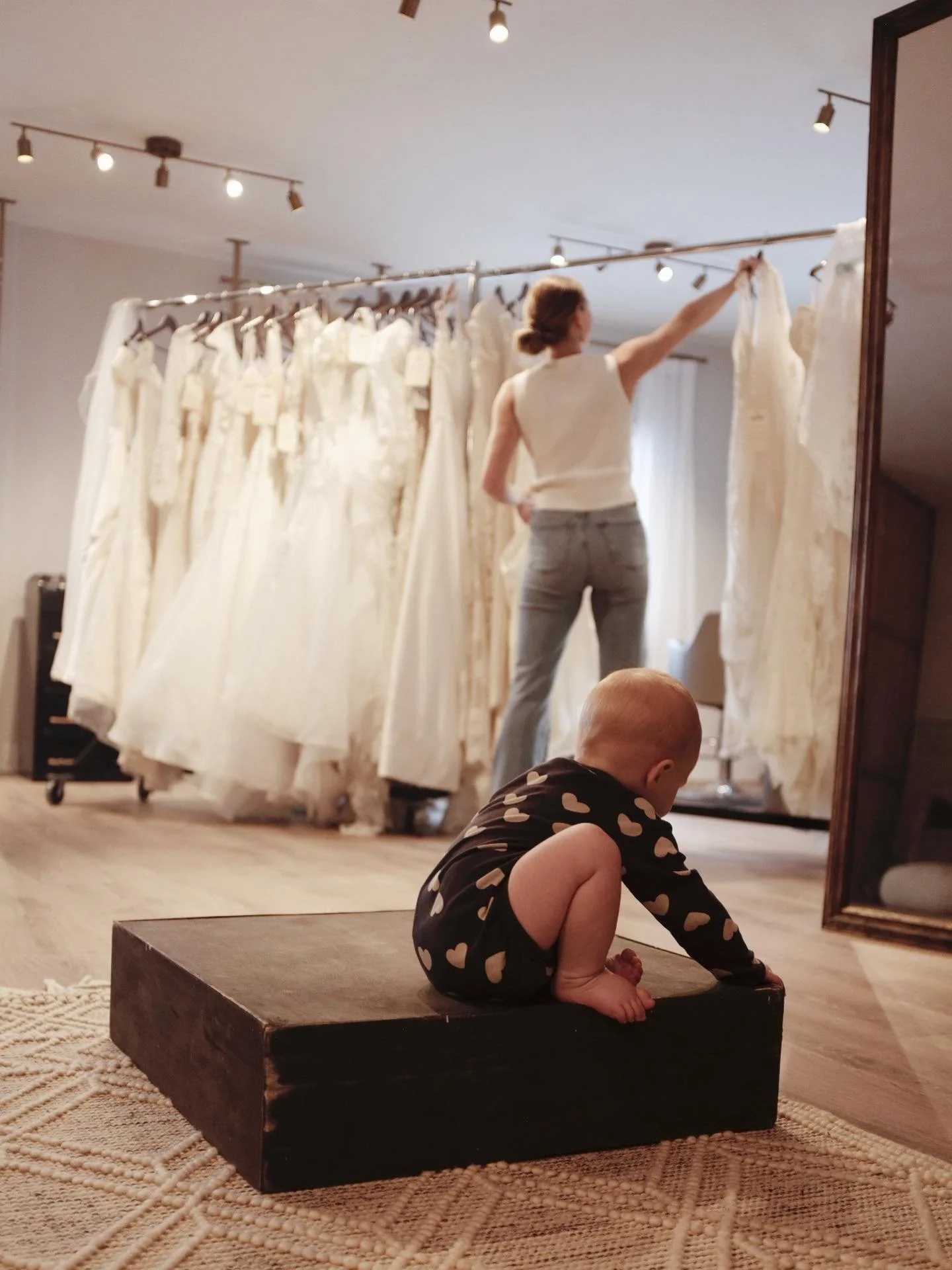 Heirloom &amp; Lace is a small family business in the truest sense - emphasis on small 🥹. Behind every appointment, there are two moms curating a selection of dresses just for you while our husbands take one for the team watching our littles. We tru