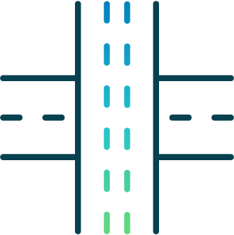 Icon representing a stylised road crossing.