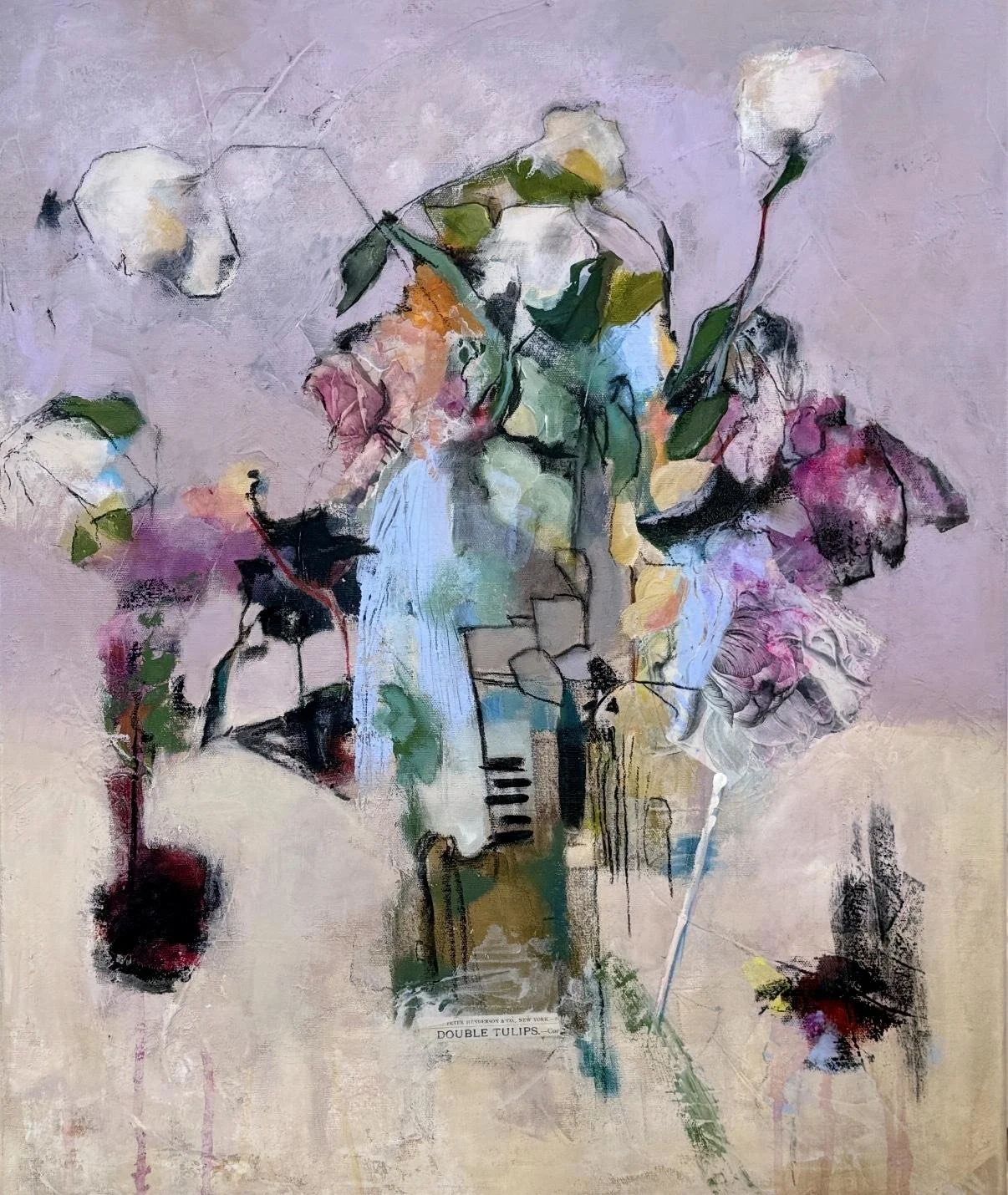 Double Tulips, 2026, Mixed media on canvas - 65 x 54 cm 
