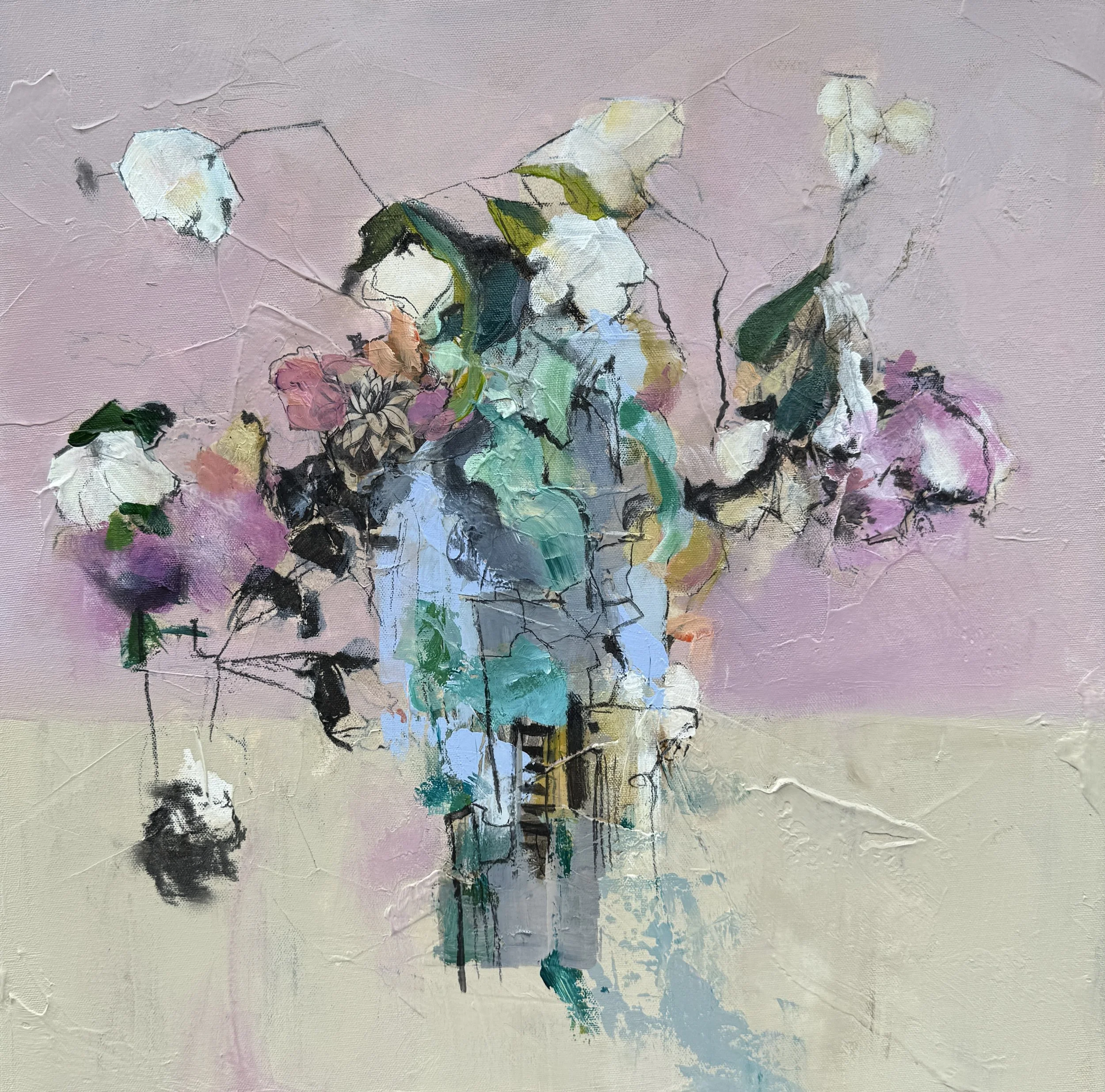 Double Roses, 2026, Mixed media on canvas - 50 x 50 cm 