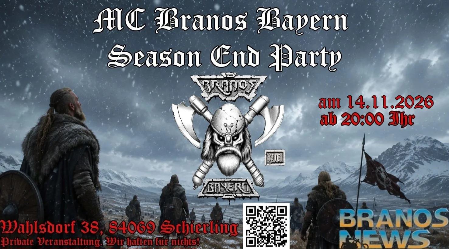 Season End Party 2026!
Wie immer ist nat&uuml;rlich f&uuml;r Speis und 
Trank bestens gesorgt in alter Branos Manier!
Wir freuen uns auf euch!