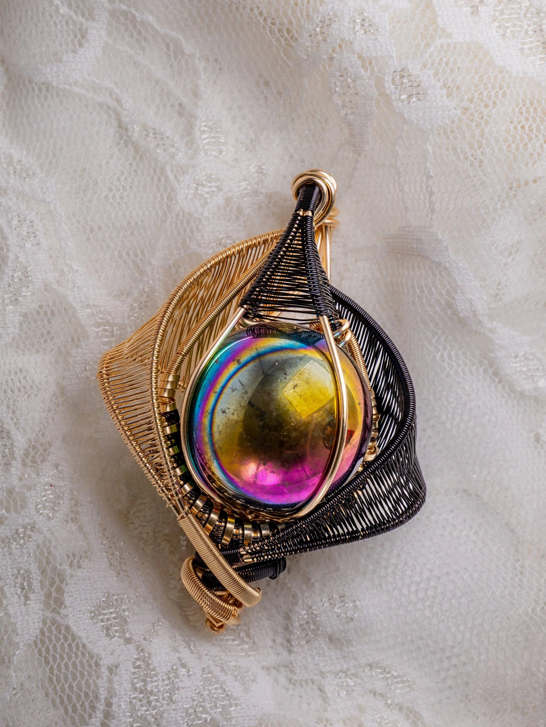 Titanium Quartz Sphere Amulet