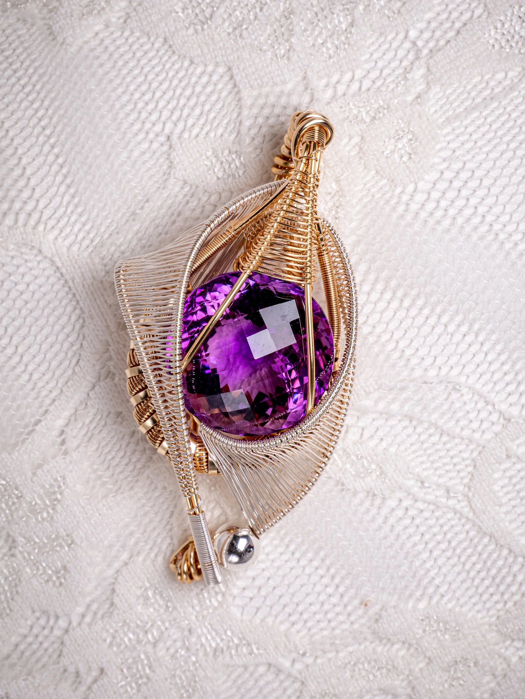 Mini Brazilian Amethyst Amulet — Crown Light Edition