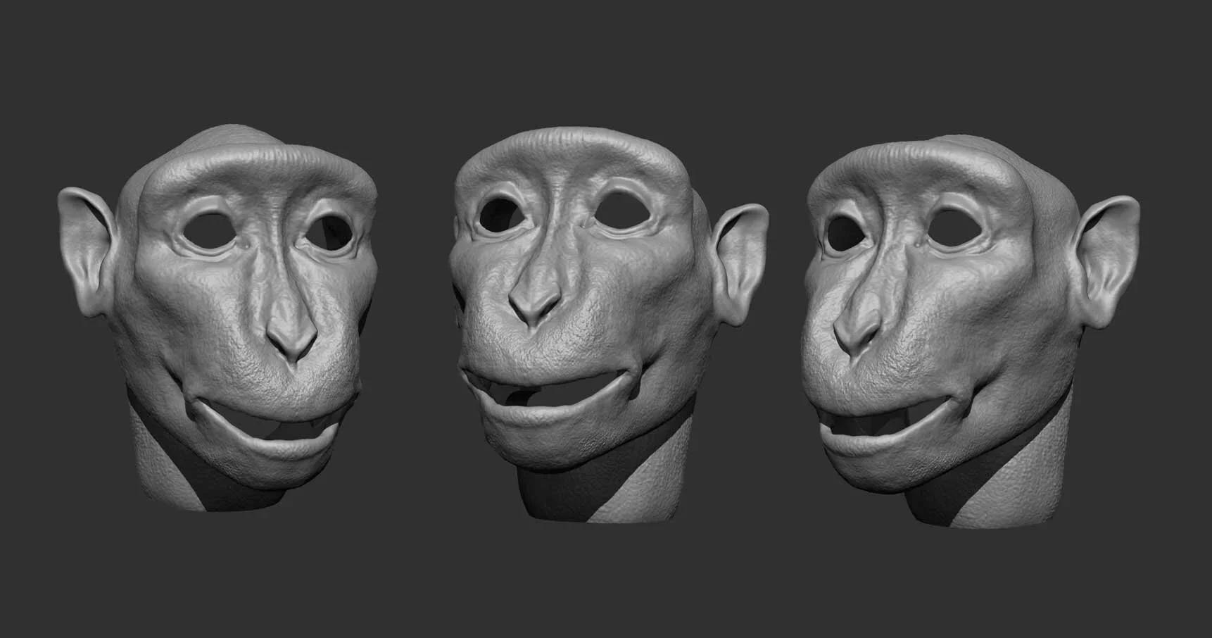 Monkey character digital sculpt by character designers and puppet makers Stitches and Glue