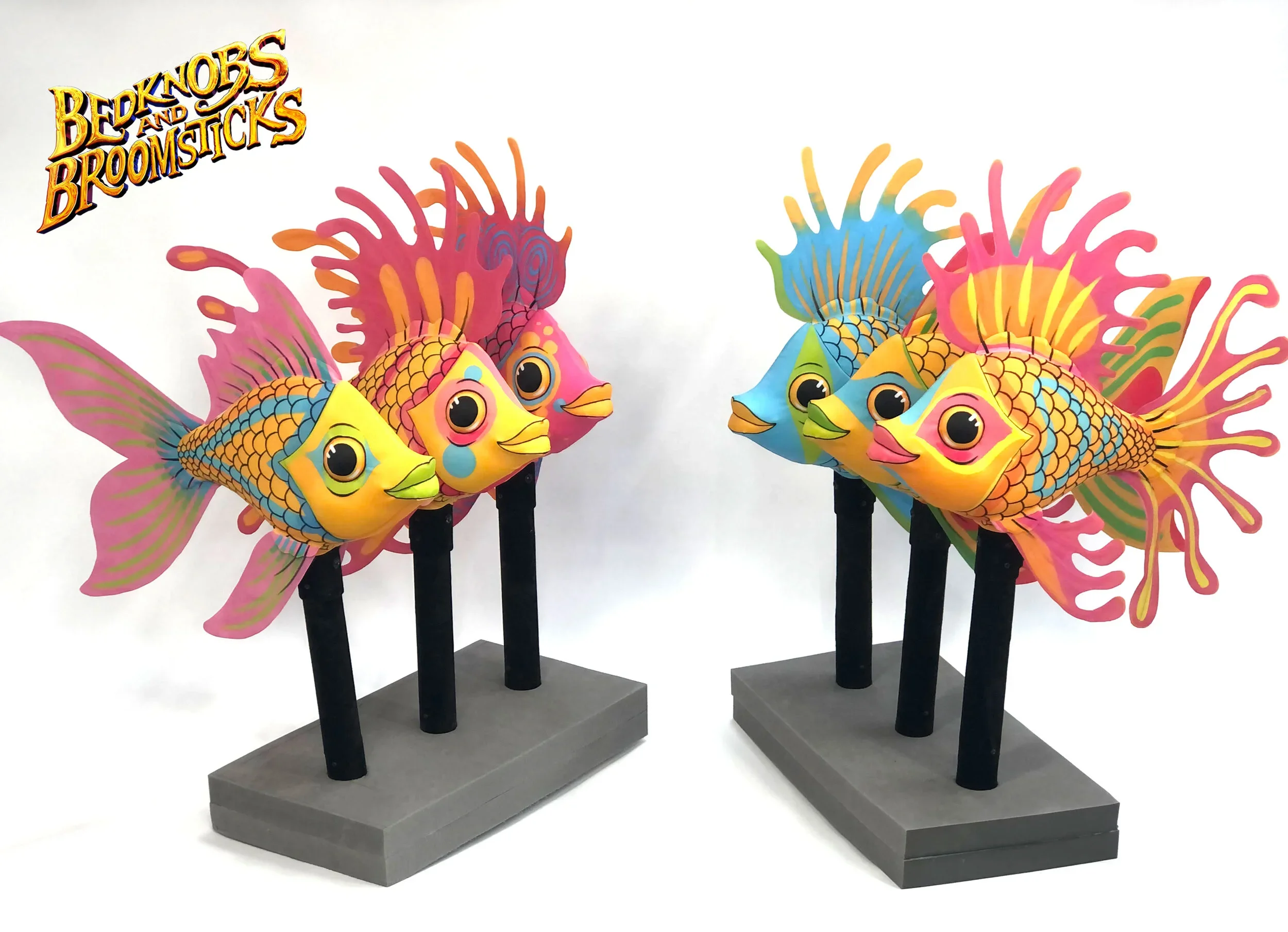 Light up fish puppets from Bedknobs and Broomsticks theatre production, made by Stitches and Glue