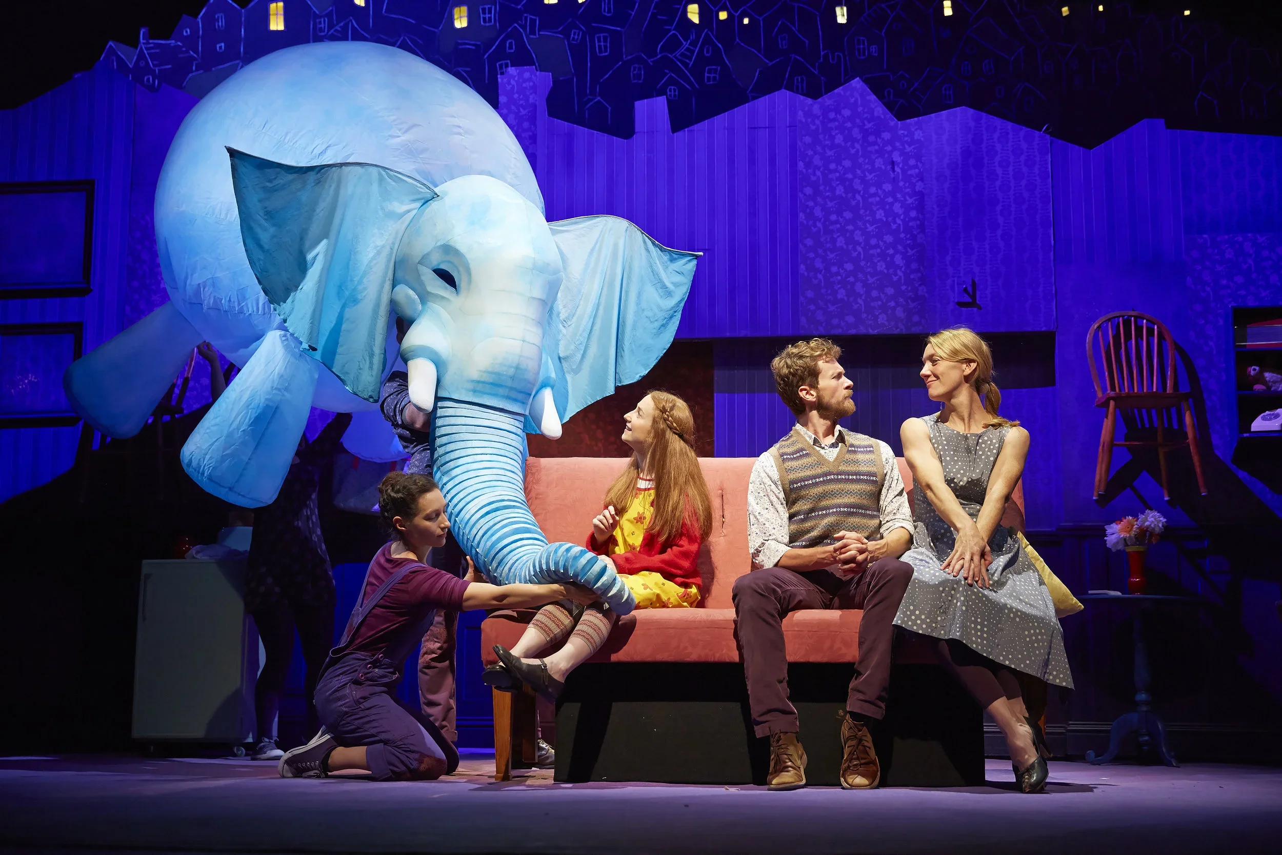 Elephant puppet elephantom made by Stitches and Glue for the National Theatre