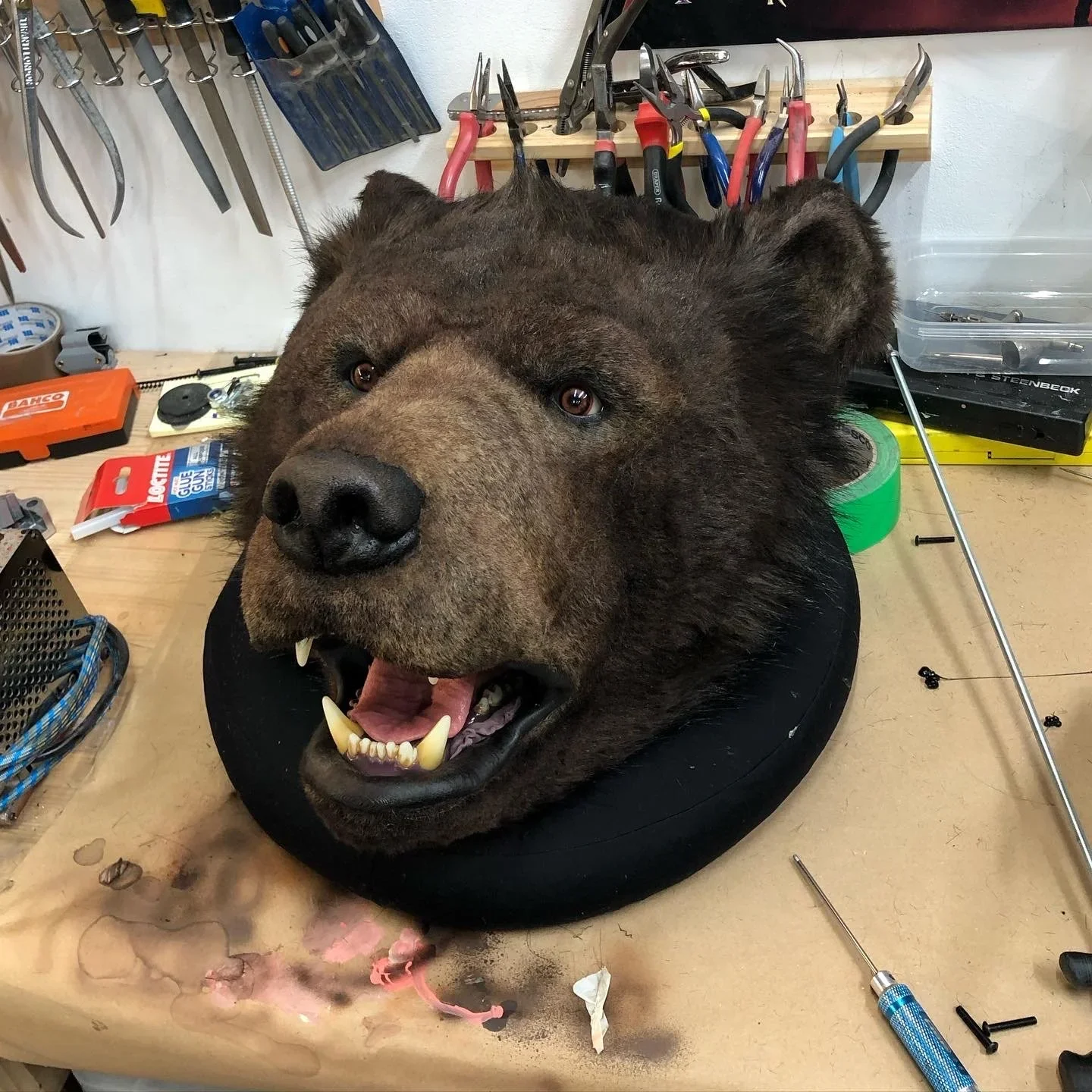 Ghosts TV show faux bear taxidermy head, made by Stitches and Glue, London