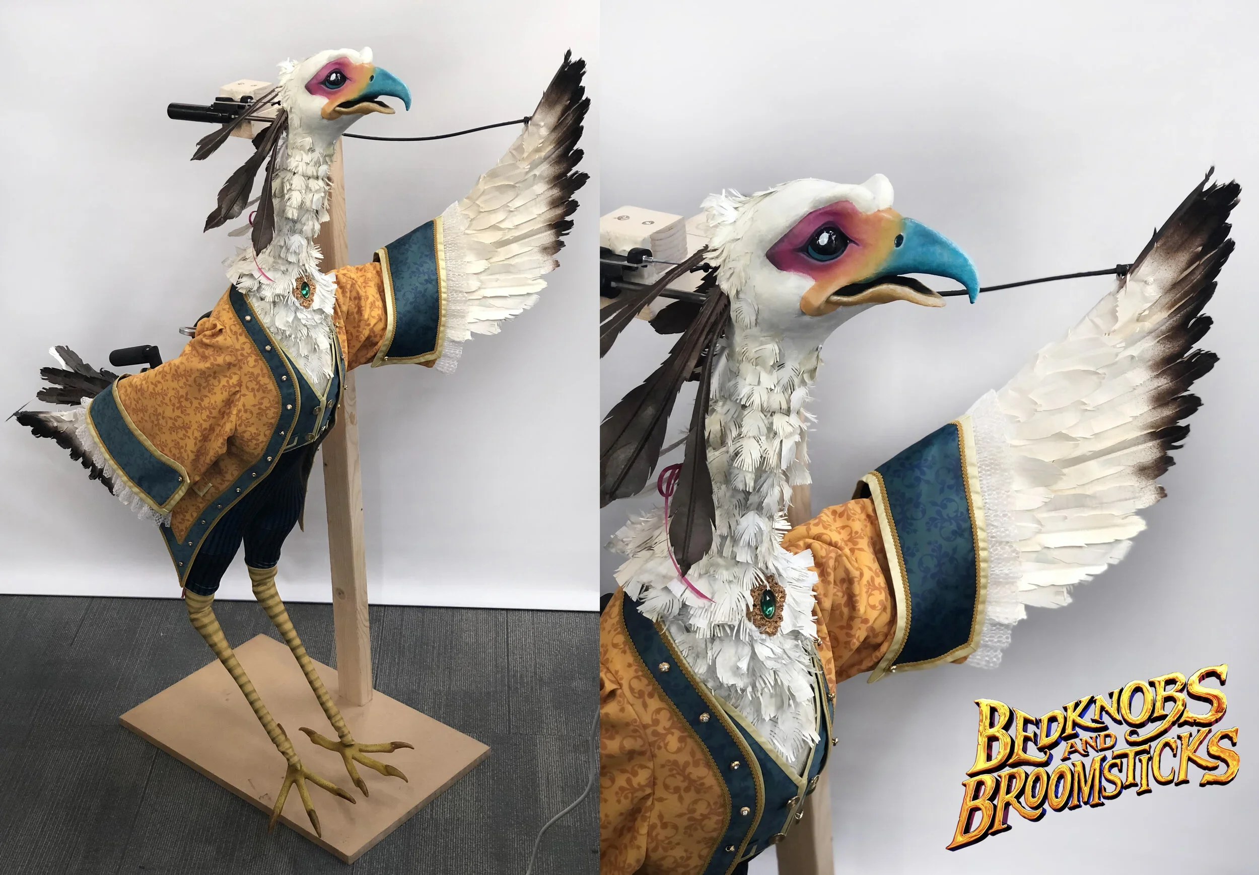 Bedknobs and Broomsticks puppet makers, secretary bird – Stitches and Glue