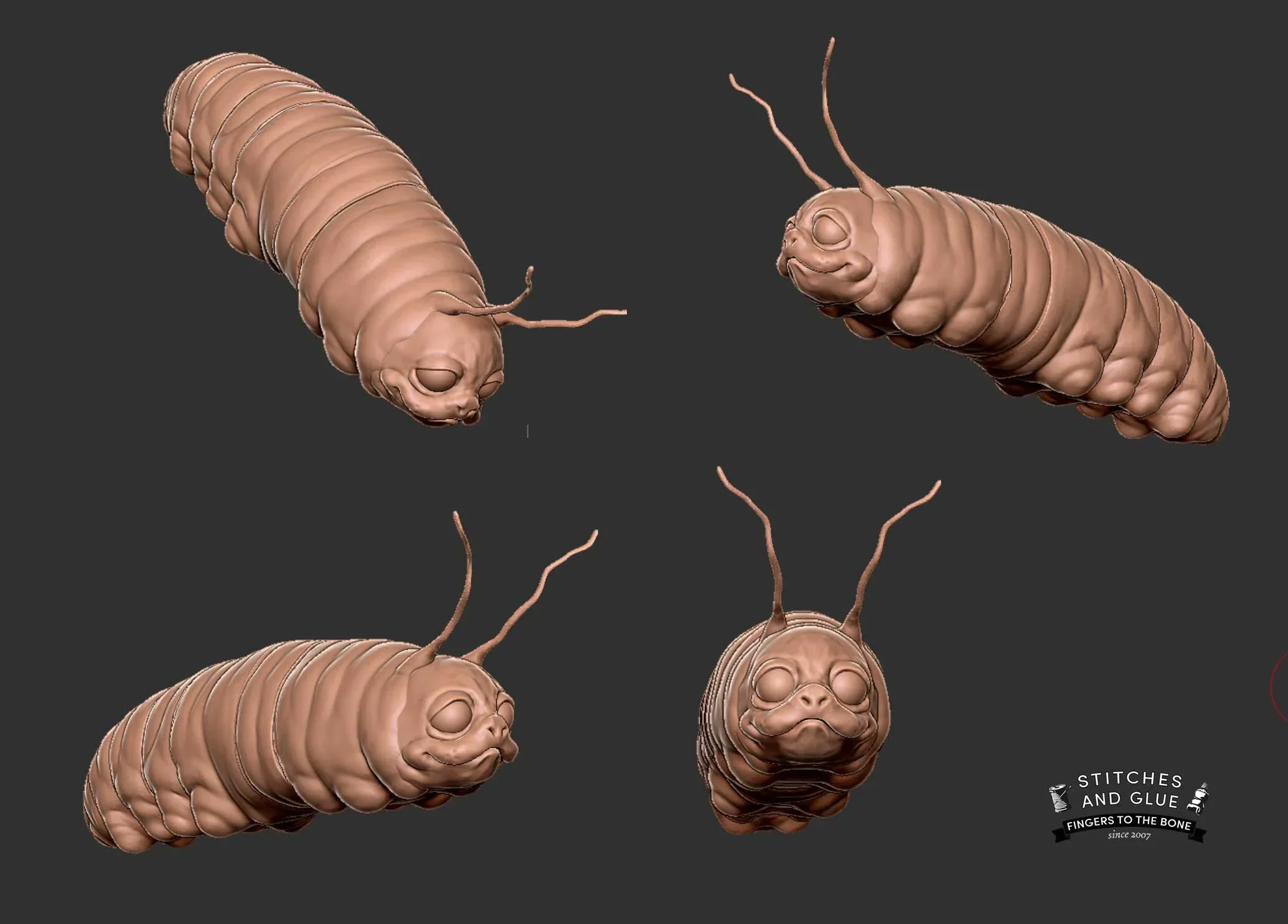 Spring slug character sculpt for a YouTube show, made by character designers Stitches and Glue