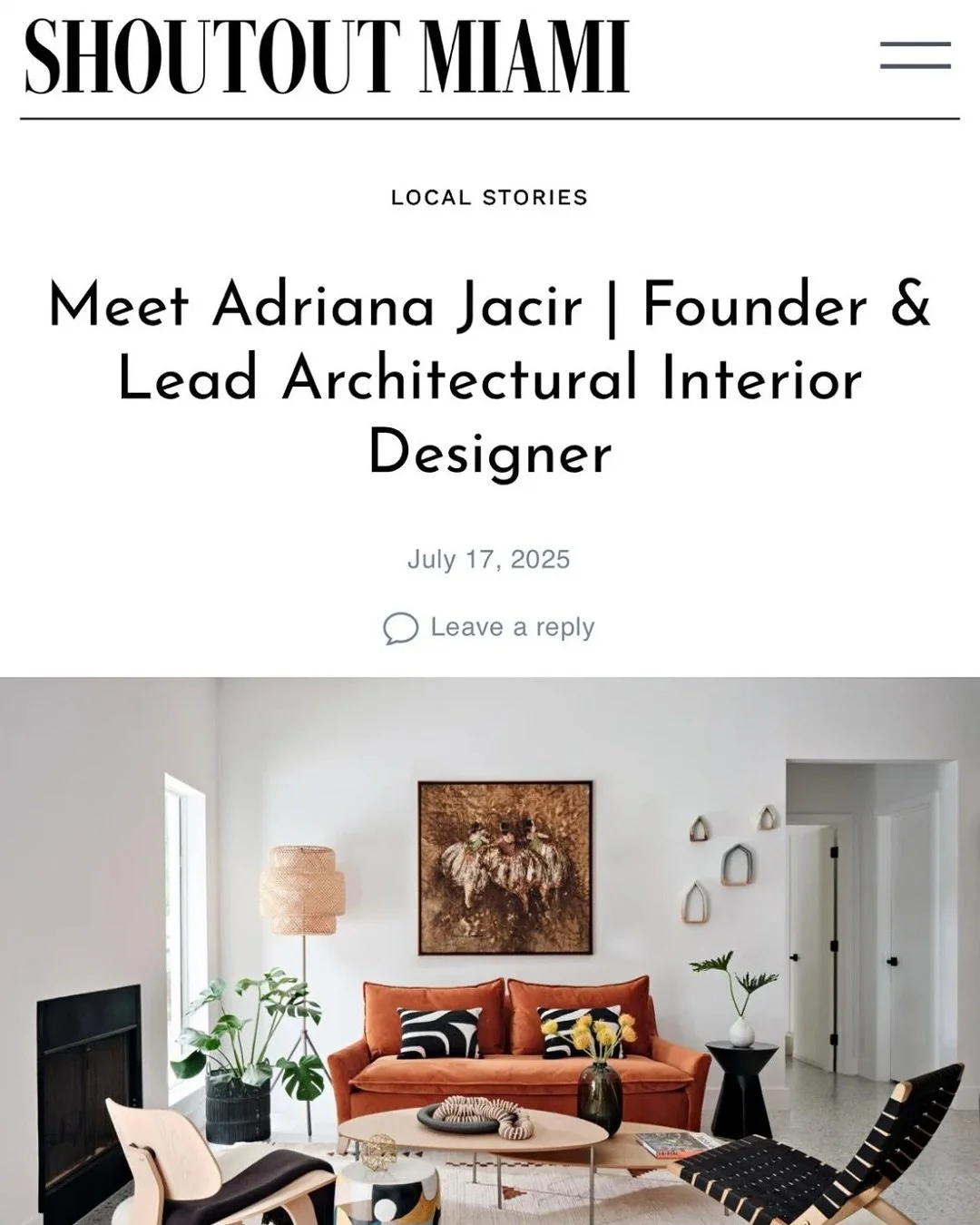 Grateful for the Feature ✨
Thank you, @shoutoutmiamiofficial, for the opportunity to share my story &mdash; a journey of growth, reinvention, and staying true to my passion for architecture and interior design.
This interview gave me the chance to re