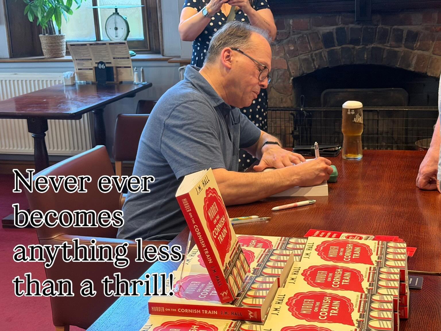 The launch of the new book! And what a lovely evening! Thanks to family and friends for making it such a wonderful (though warm!) event- &lsquo;Murder on the Cornish train&rsquo; has well and truly left the station and is out there in the world! 

As