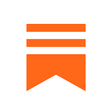 Orange bookmark icon with three horizontal lines above it.