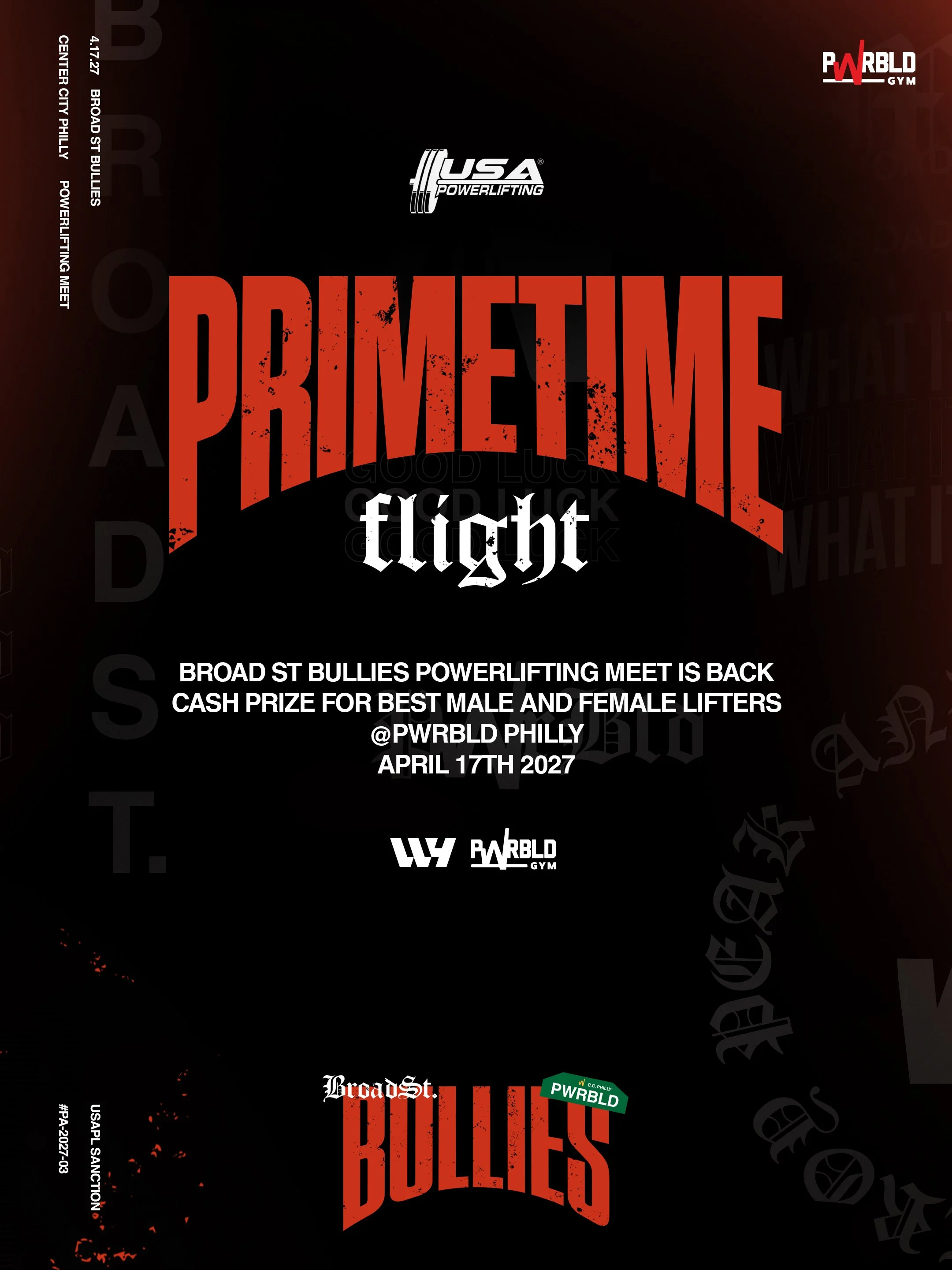 2027 USA Powerlifting Broad Street Bully Primetime Flight