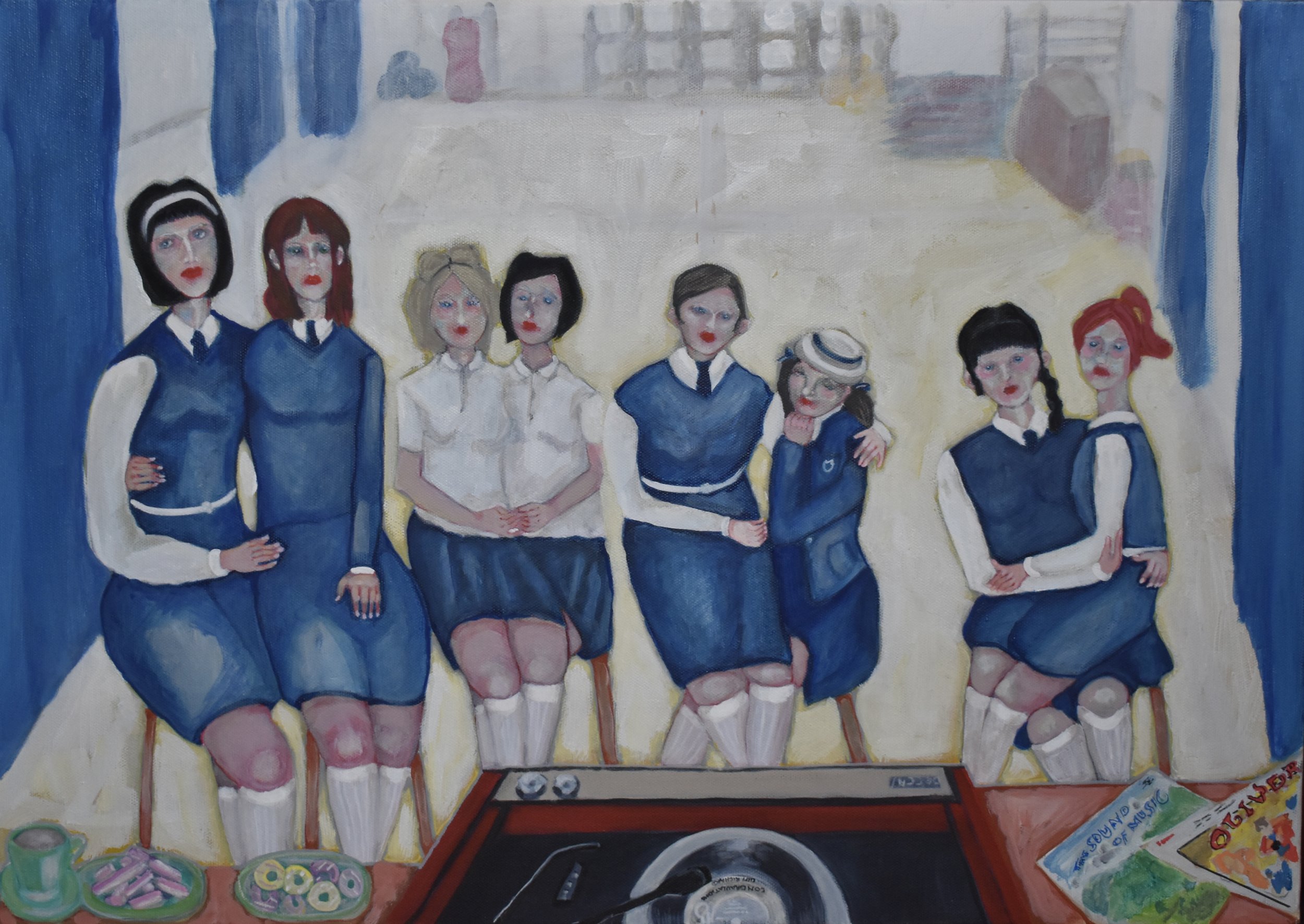 1970s convent school dance - Acrylic on canvas board A2