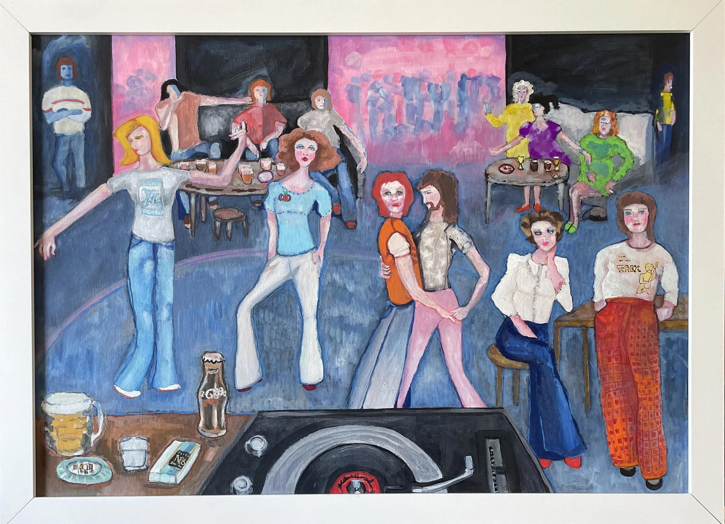1970s dance floor - acryla gouache on A2 canvas board