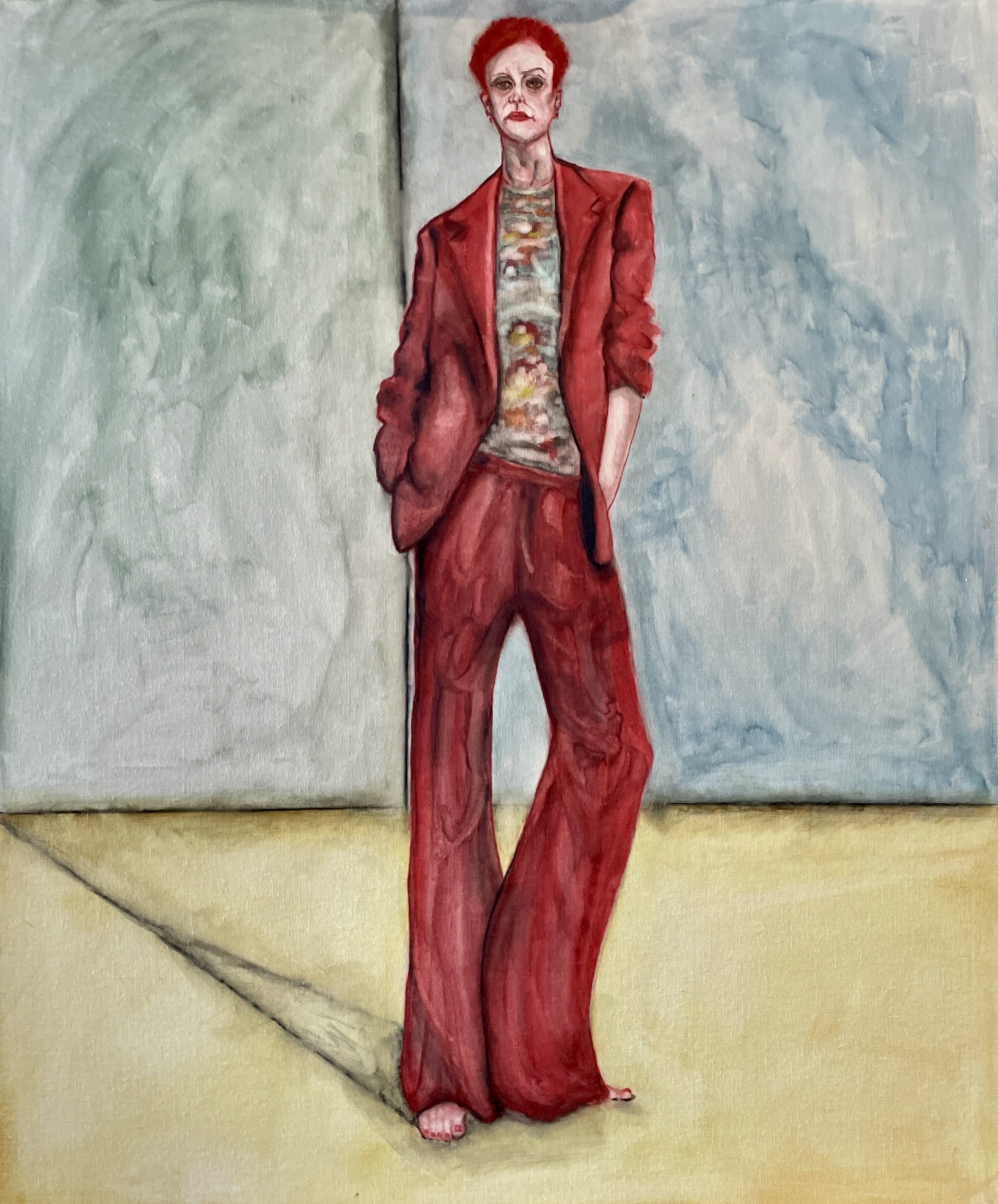 Nana Red. Ink block on canvas board