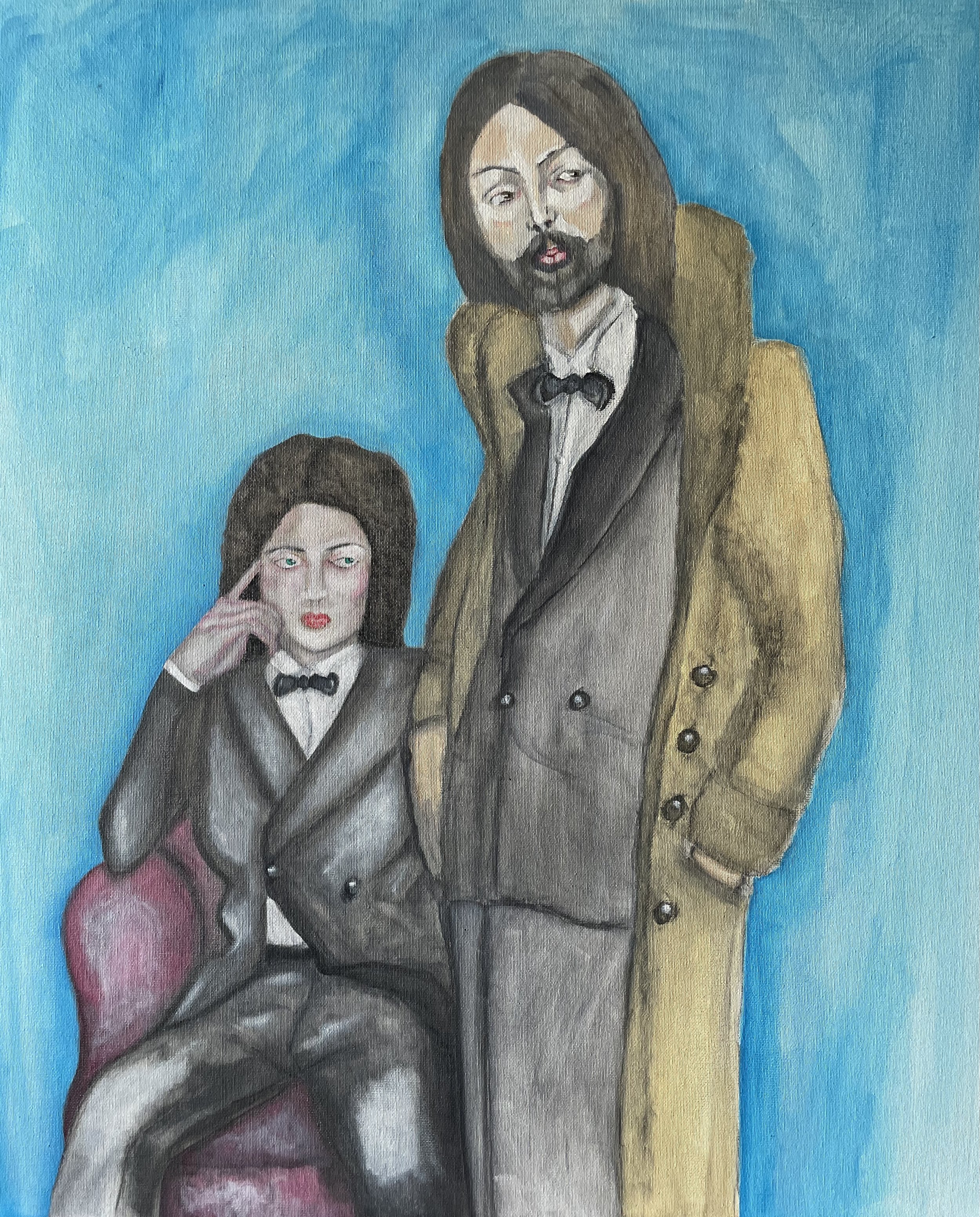 John the Baptist and Jesus. Acrylic on canvas board
