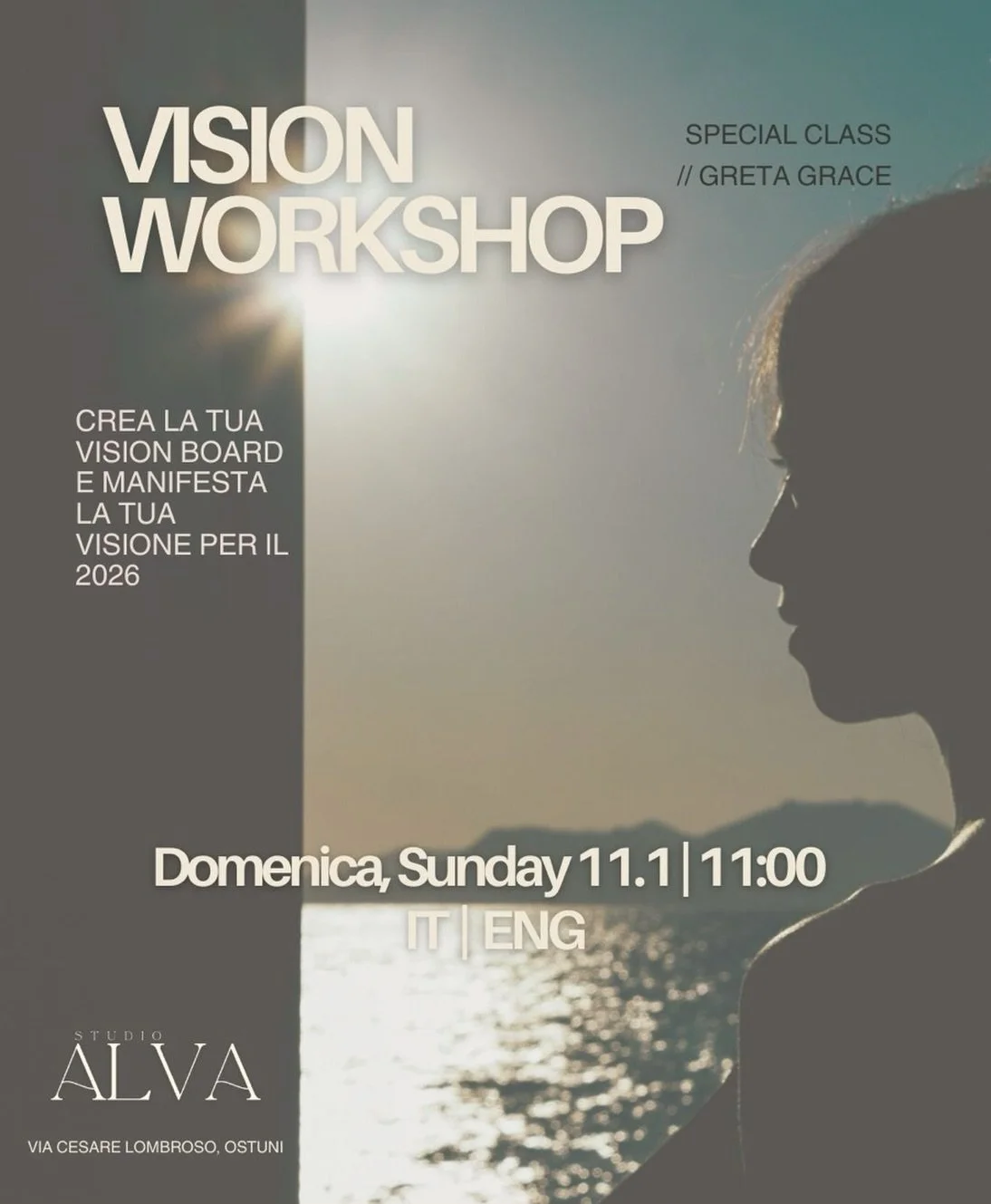 ✨ VISION WORKSHOP &mdash; Manifest Your 2026 ✨

📅 Sunday 11.1.2026
🕚 11:00 &ndash; 12:30
🔮 11.1 &mdash; a numerologically powerful date, the number of manifestation

Join us for a special Vision Workshop designed to help you clarify, align and con