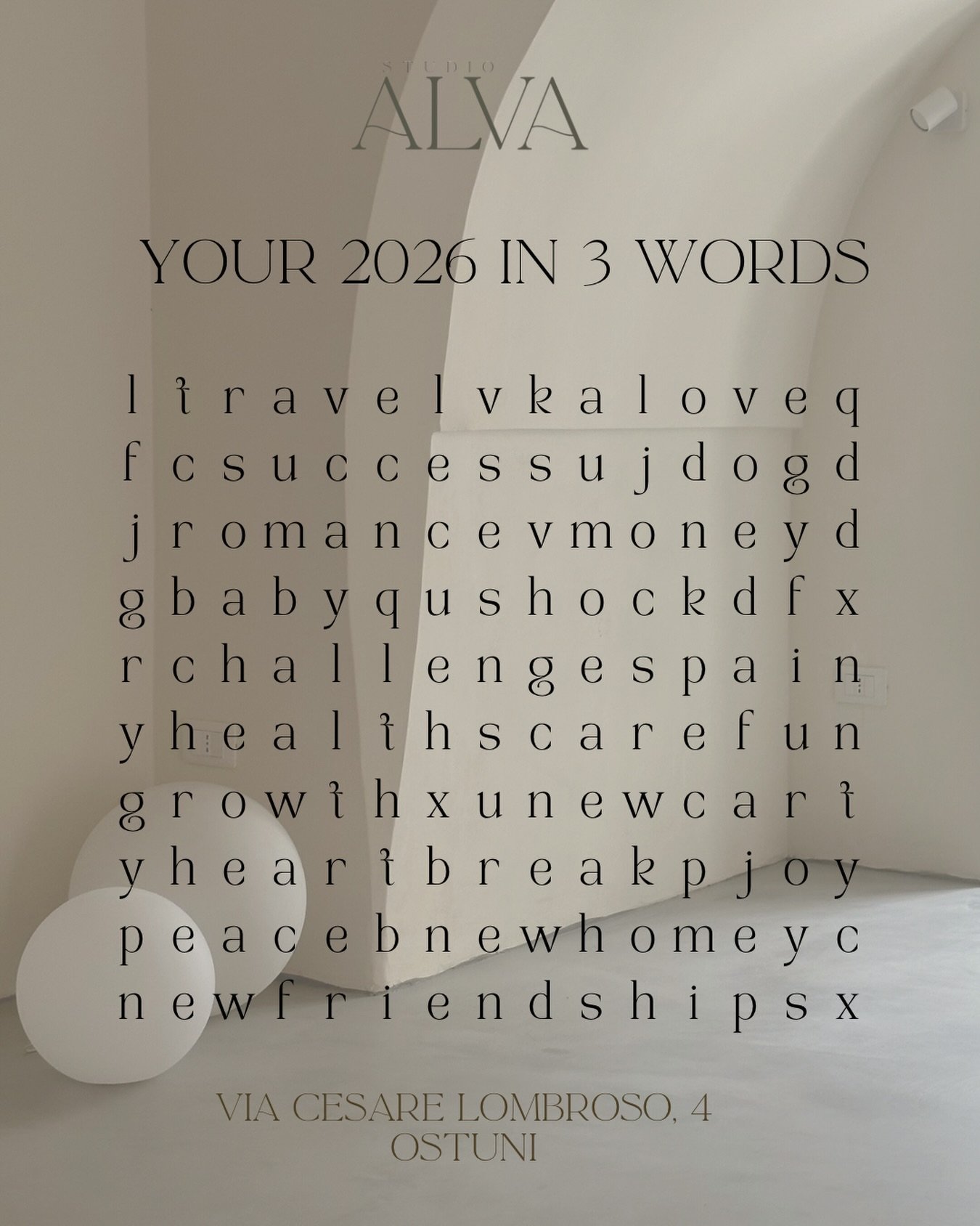 ✨ Quali sono le prime tre parole che ti vengono in mente?
Potrebbero essere le parole guida del tuo 2026.

Scrivile nei commenti e inizia a dare forma alla tua visione. 🌟

English
✨ What are the first three words that come to your mind?
They might b
