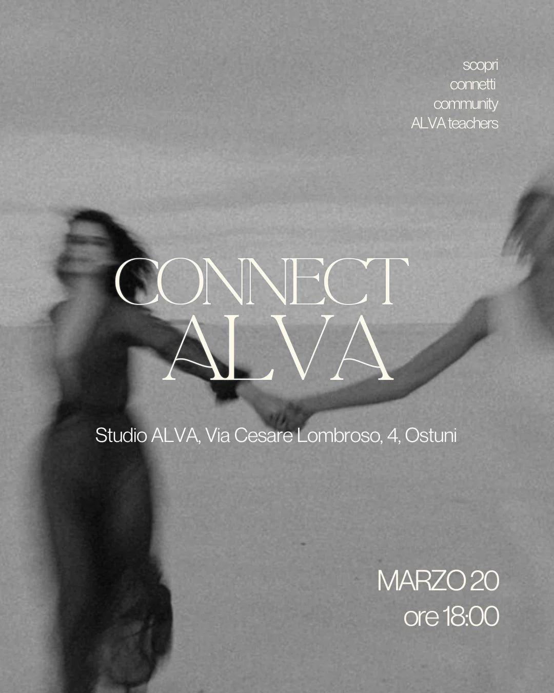 ✨ ALVA CONNECT ✨
Community Gathering

Un nuovo appuntamento mensile dedicato alla community di Studio ALVA.
Uno spazio aperto per incontrarsi, conoscersi e creare connessioni autentiche.

ALVA CONNECT &egrave; un momento per:
&bull; conoscere tutte l