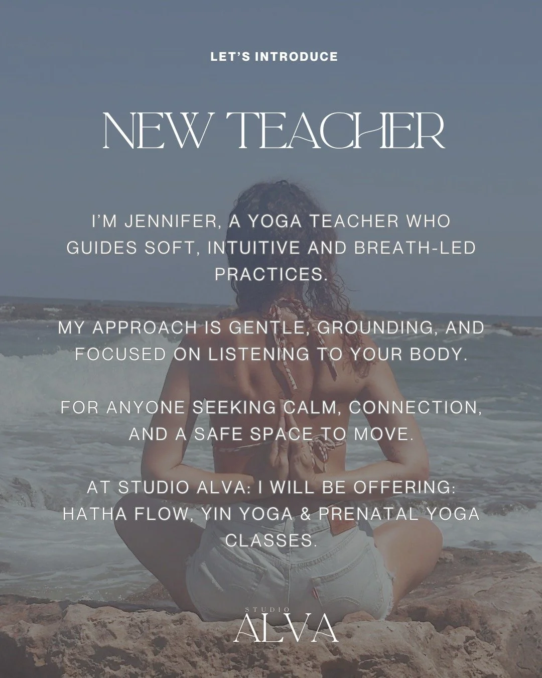 ✨ Welcome Jennifer @ Studio ALVA ✨

Siamo felici di accogliere Jennifer nella community ALVA 🤍

Nata e cresciuta a Parigi, da genitori italiani originari della zona di Monte Cassino, Jennifer porta con s&eacute; un mix unico di culture, sensibilit&a